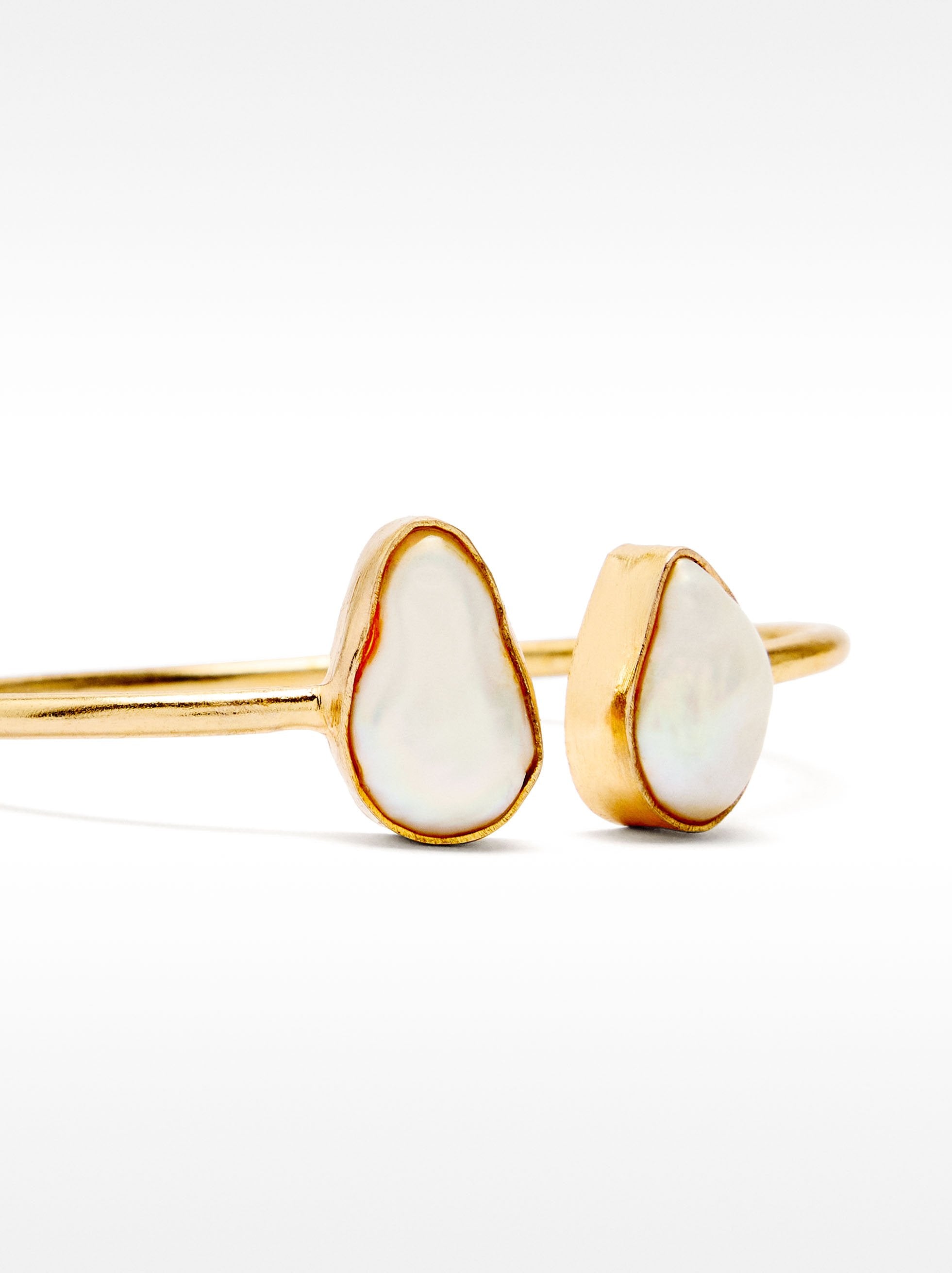 Pulsera Rígida Con Perlas De Agua Dulce