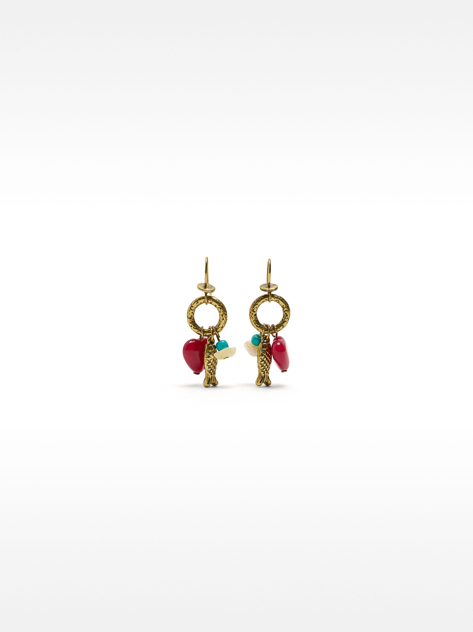 Pendientes Con Pez Y Piedra