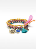 Set De Pulseras Elásticas Multicolor Con Charms