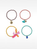 Set De Pulseras Elásticas Multicolor Con Charms