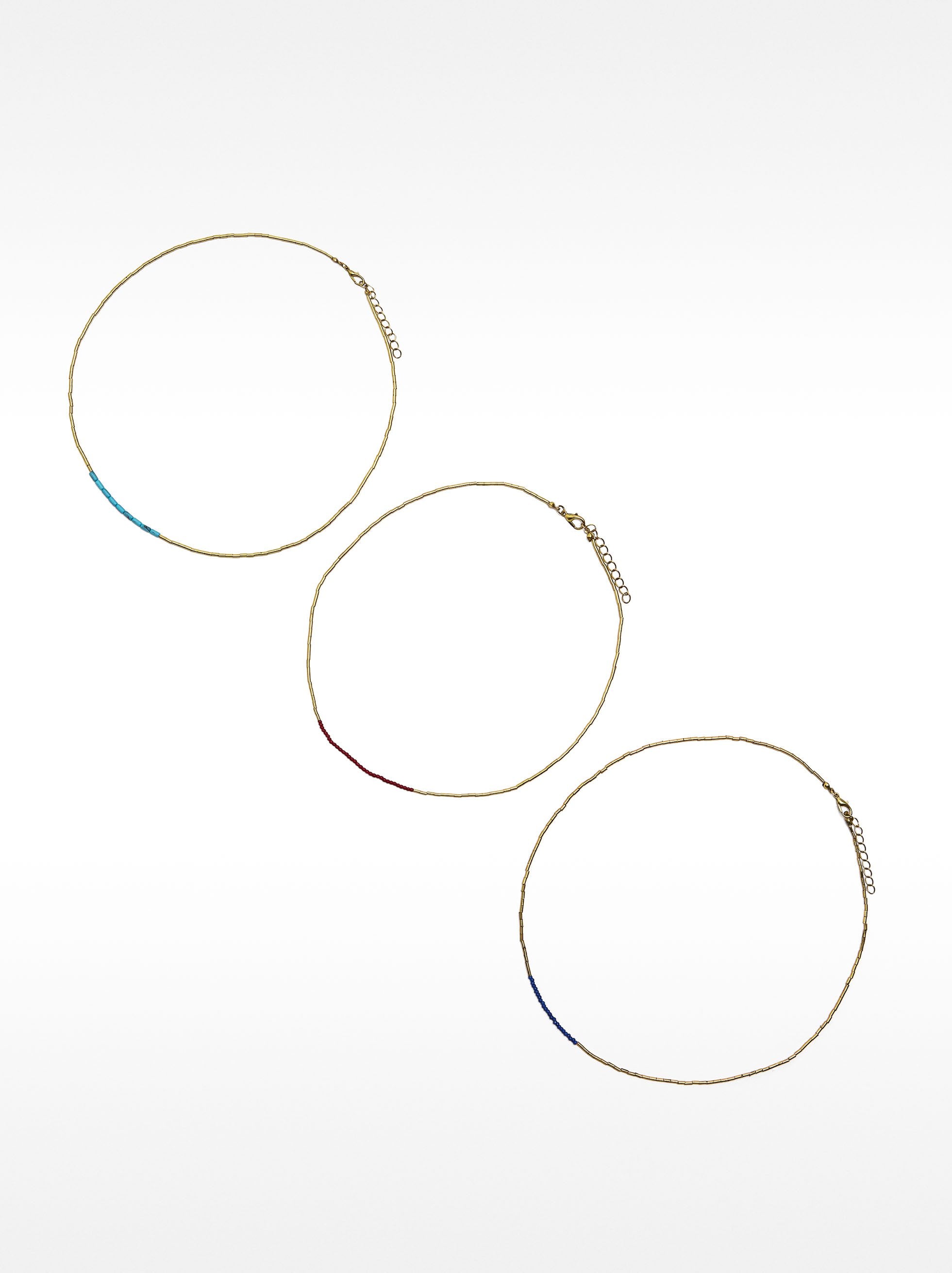 Set De Collares Cortos Con Piedras