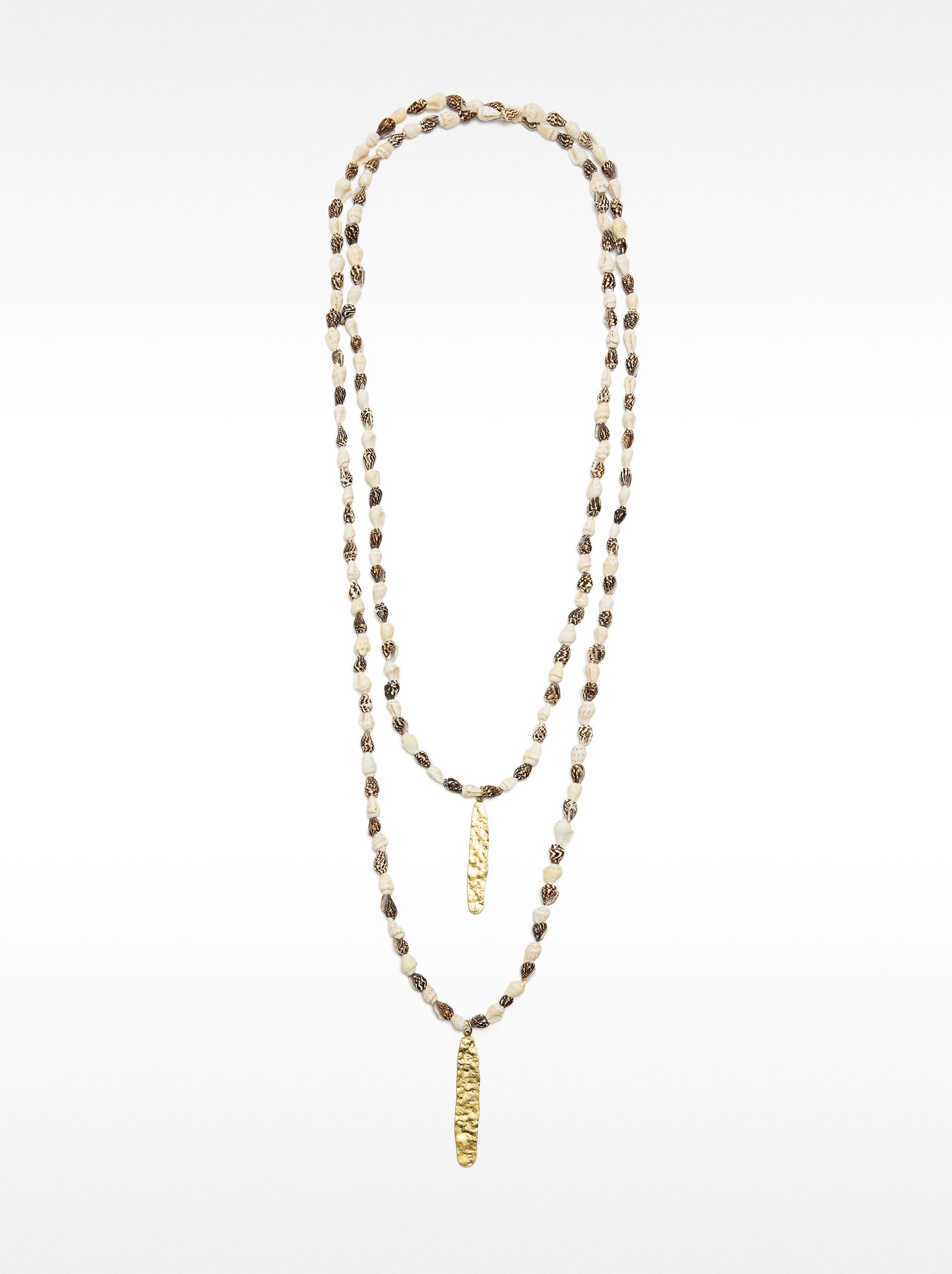 Collar Largo Con Conchas Bicolor