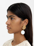 Pendientes Largos De Concha Y Círculo