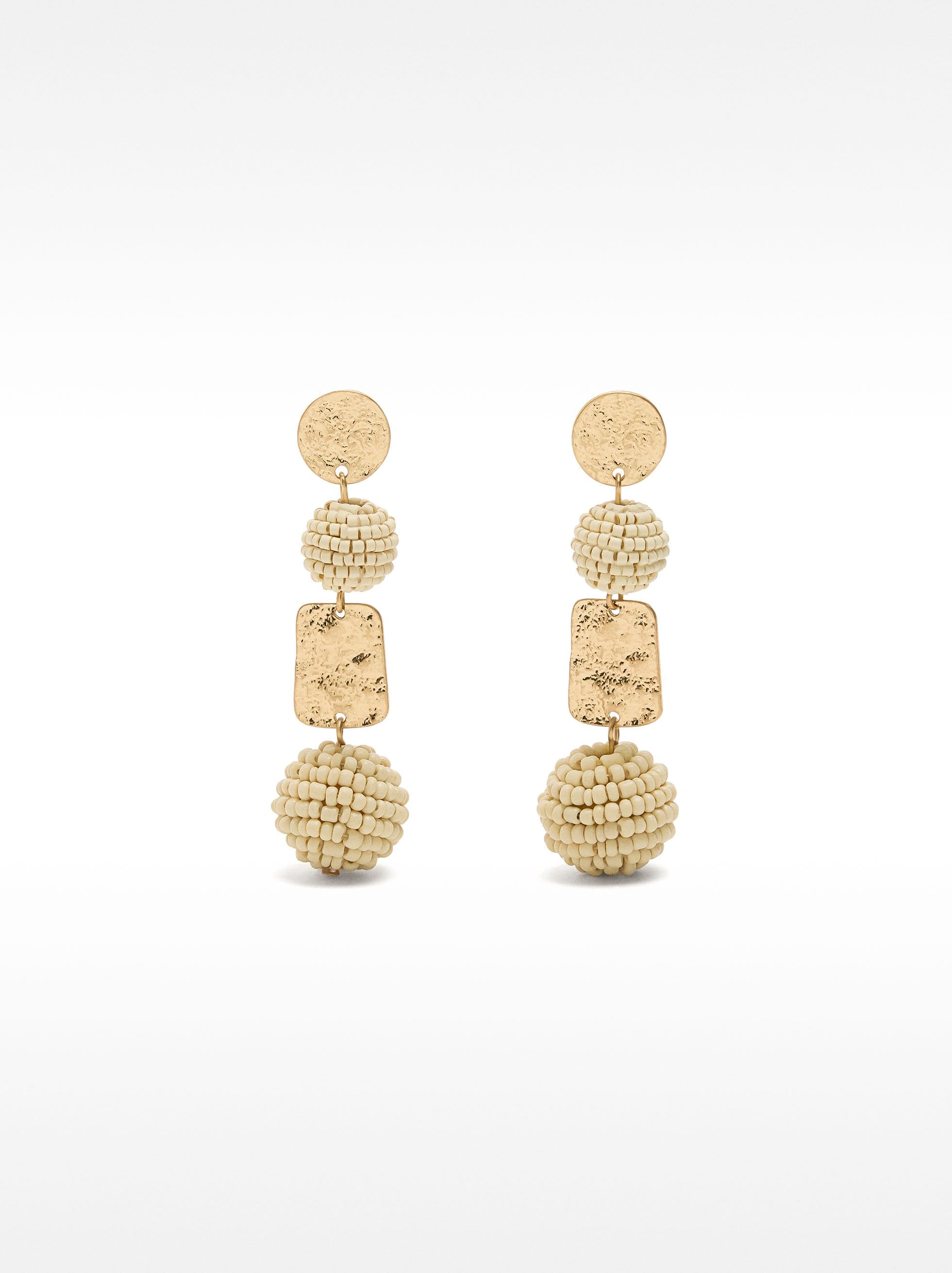 Pendientes Largos De Esfera Con Cuentas