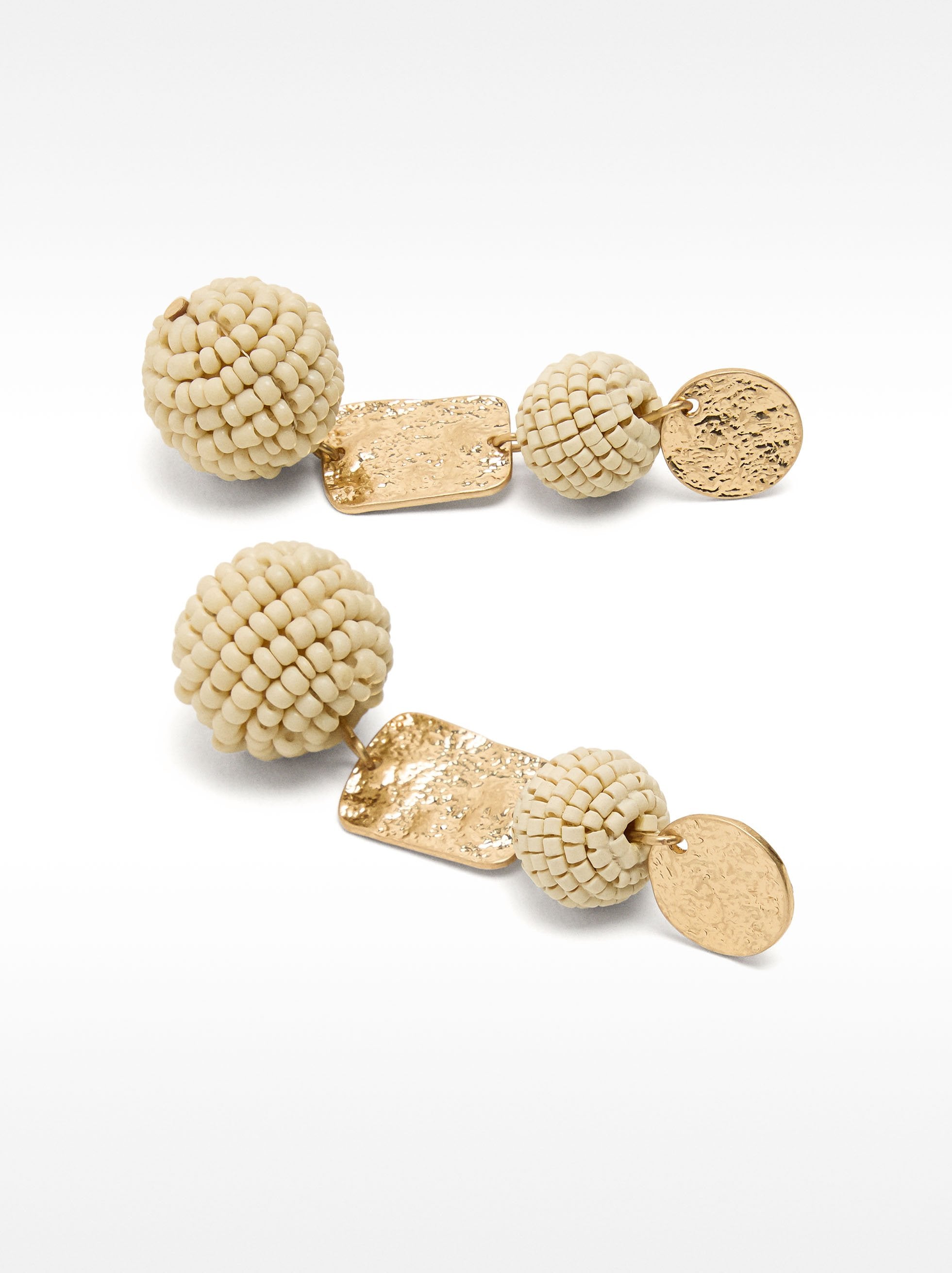 Pendientes Largos De Esfera Con Cuentas