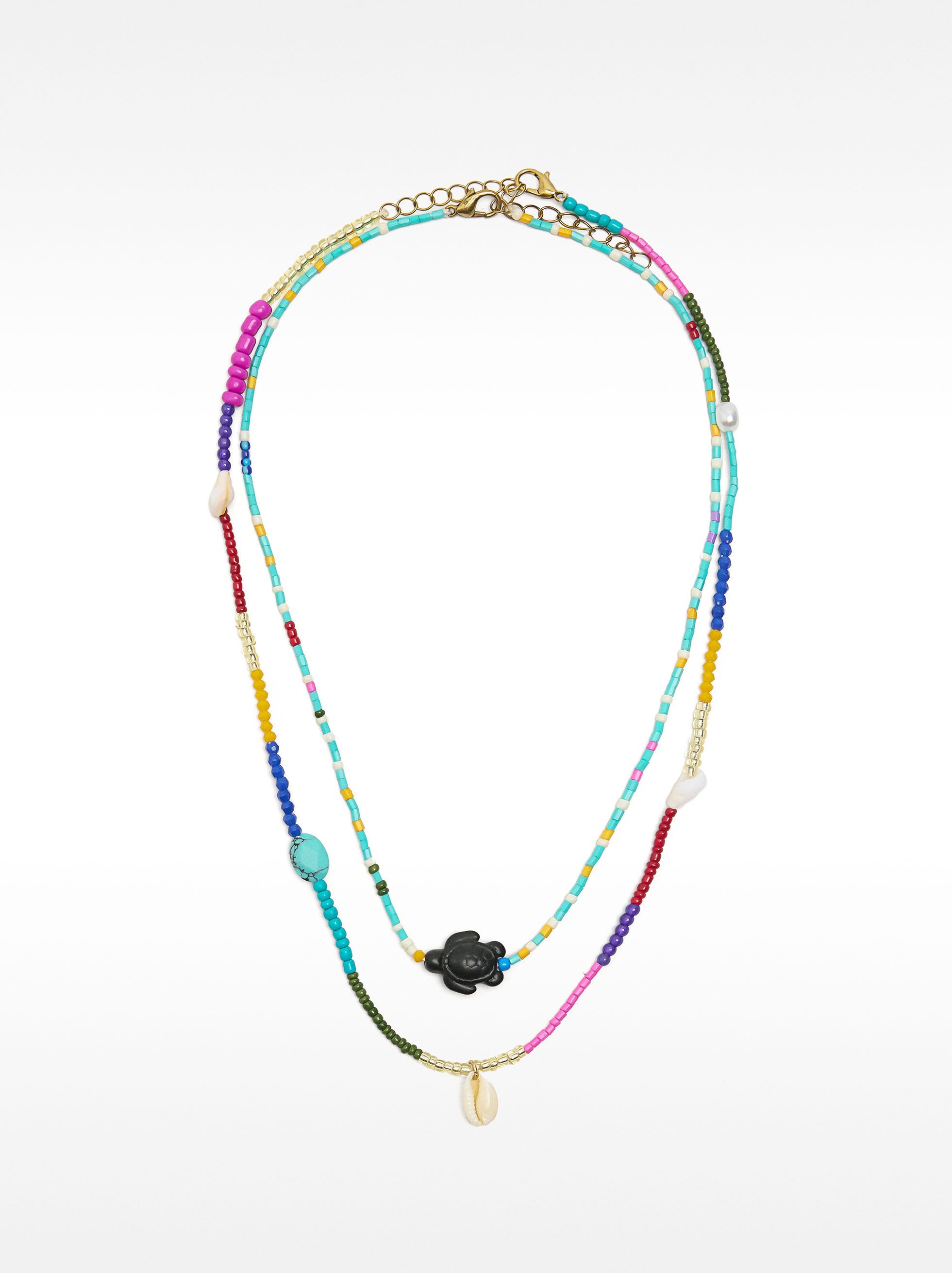 Set De Collares Multicolor Con Colgante De Tortuga