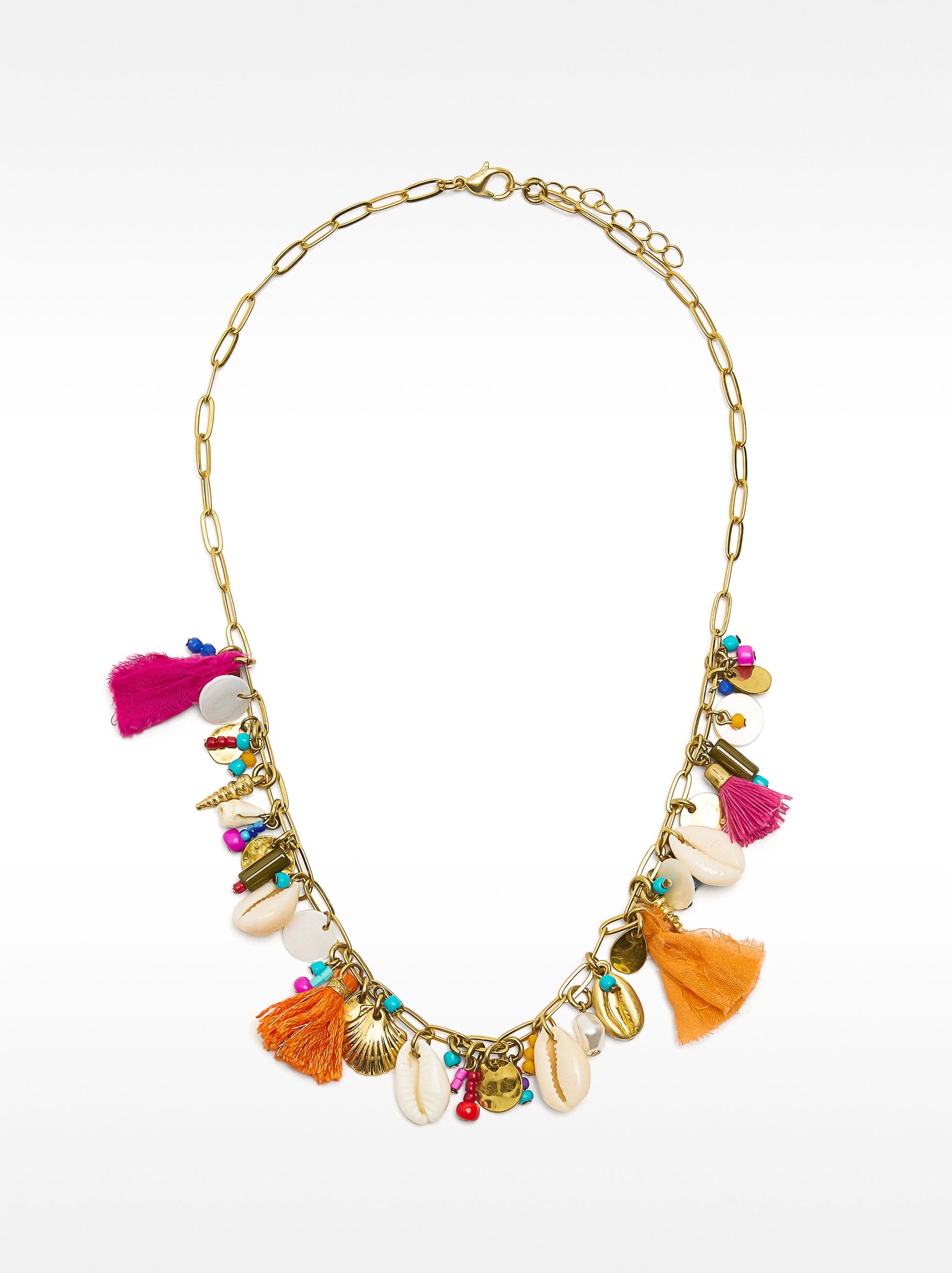 Collar Corto De Eslabones Con Conchas