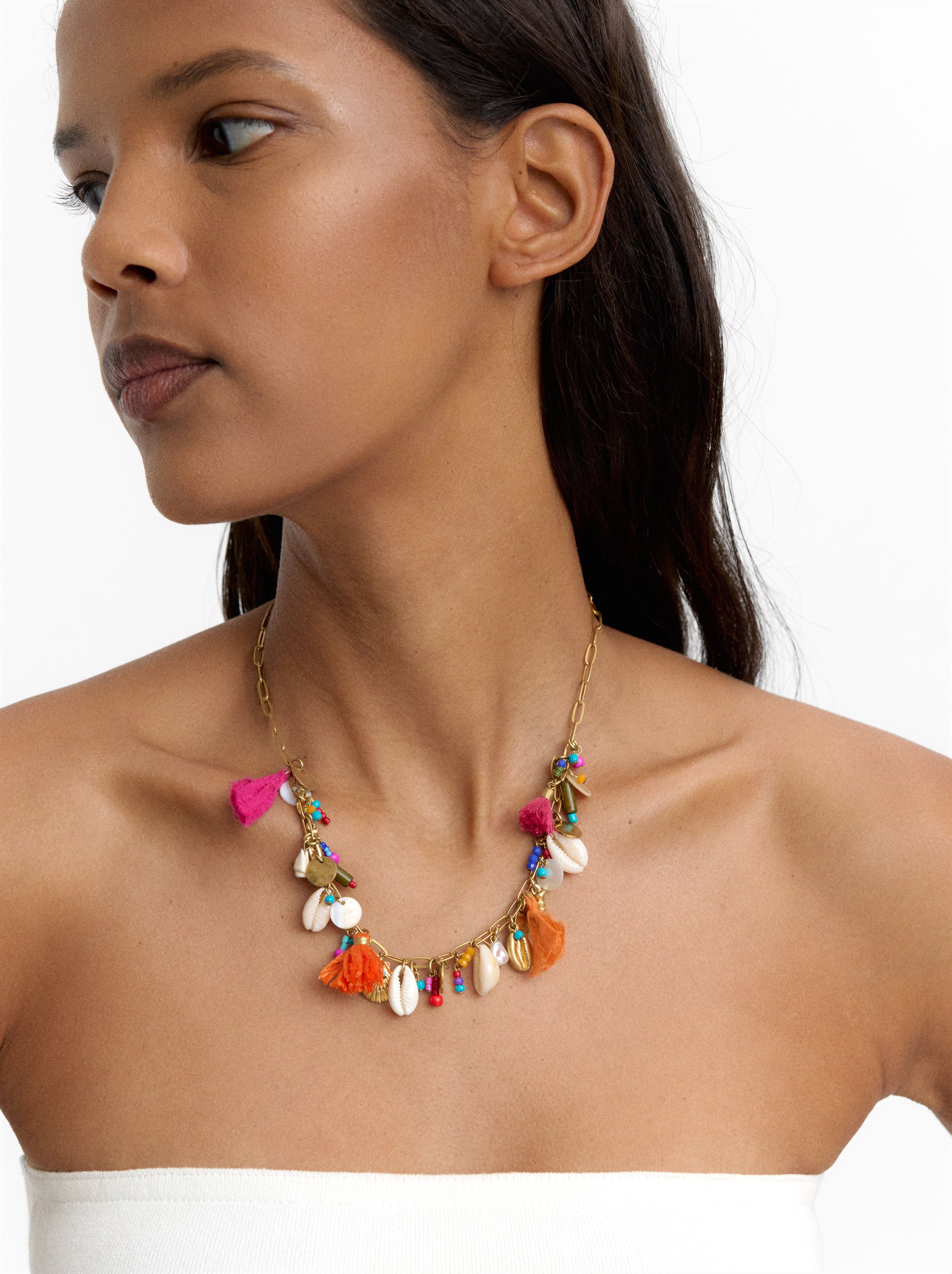 Collar Corto De Eslabones Con Conchas