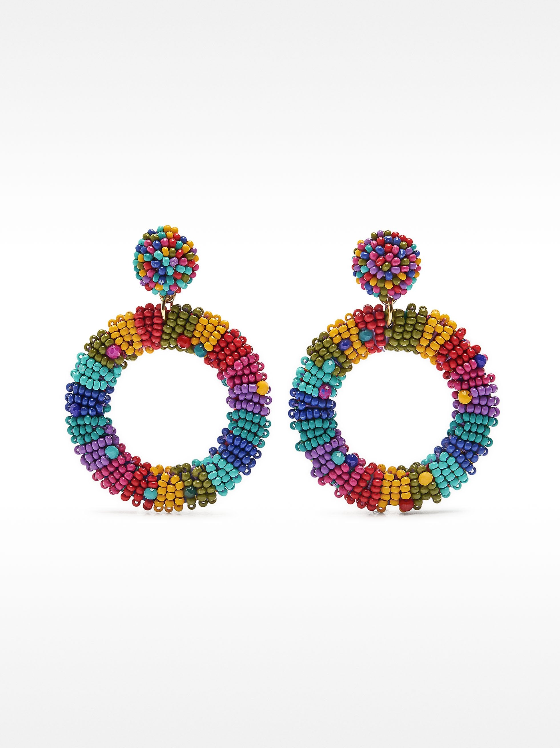 Pendientes Maxi Con Cuentas Multicolor