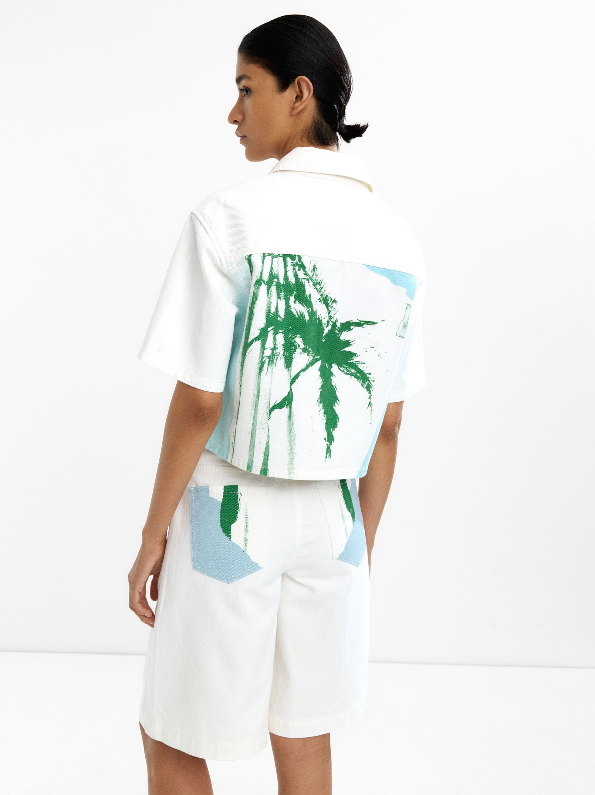 Camisa 100% Algodón Con Estampado De Palmeras