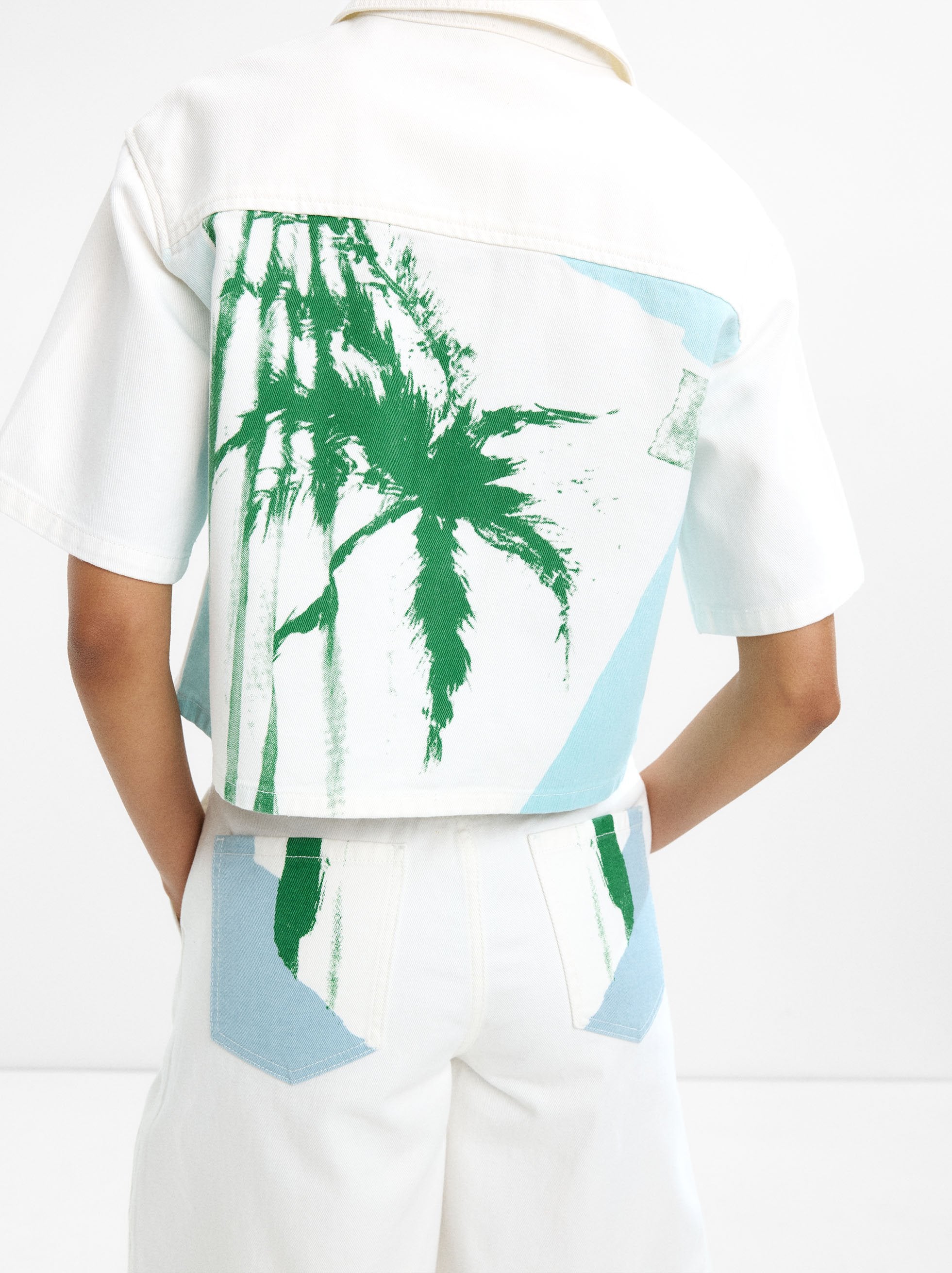 Camisa 100% Algodón Con Estampado De Palmeras