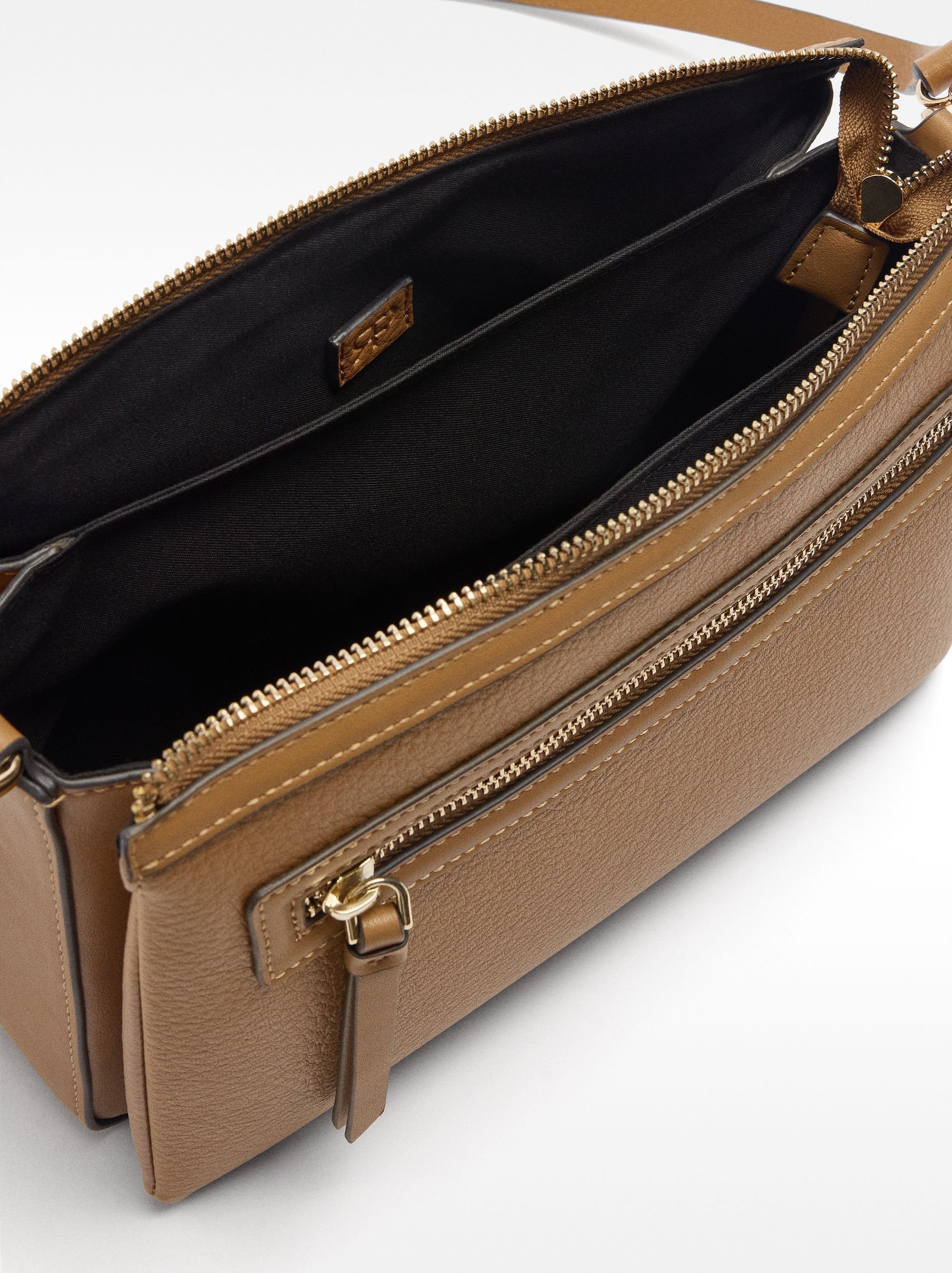 Bolso Bandolera Triple Con Textura