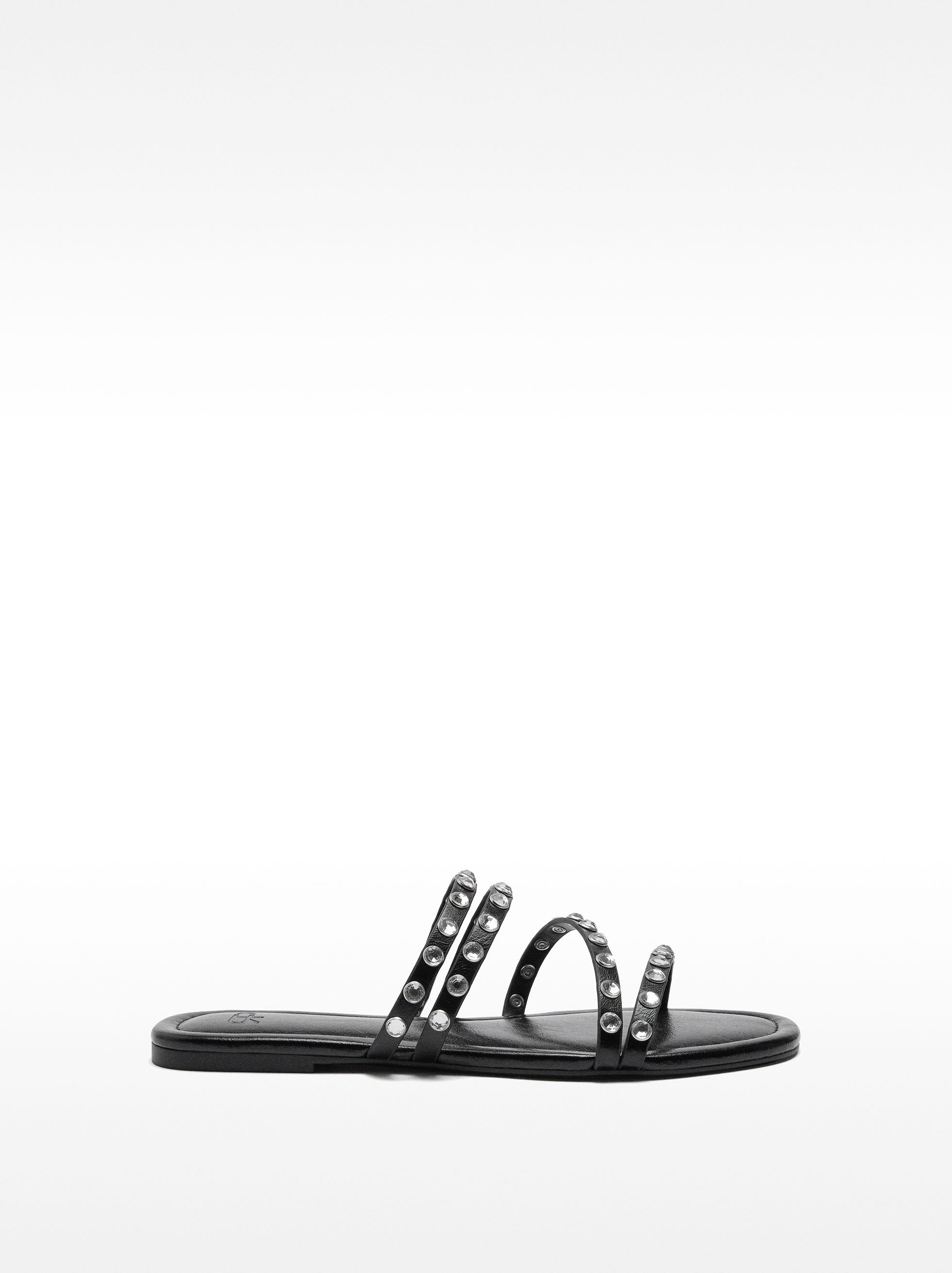 Sandalias Planas De Tiras Con Brillos