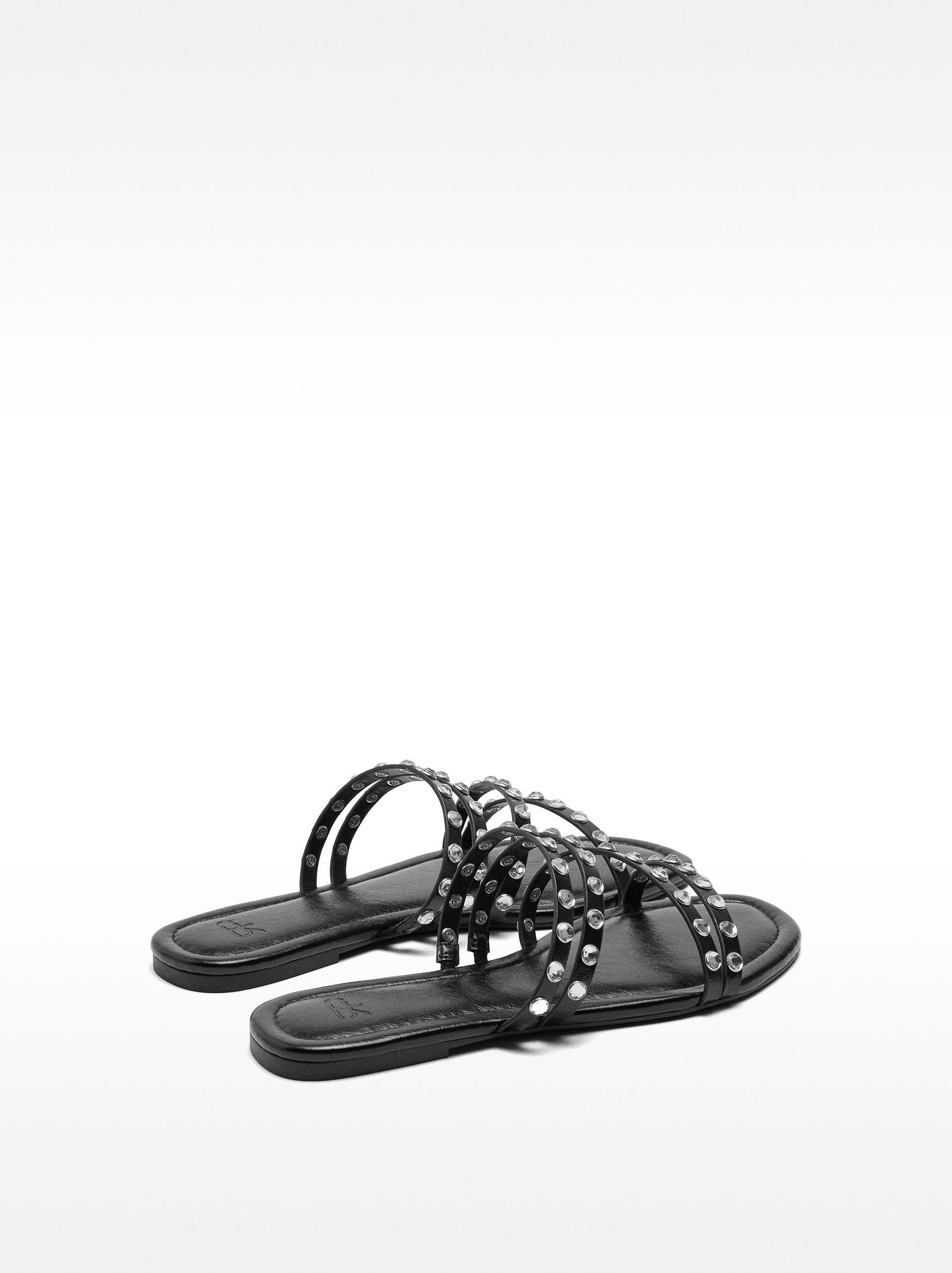 Sandalias Planas De Tiras Con Brillos