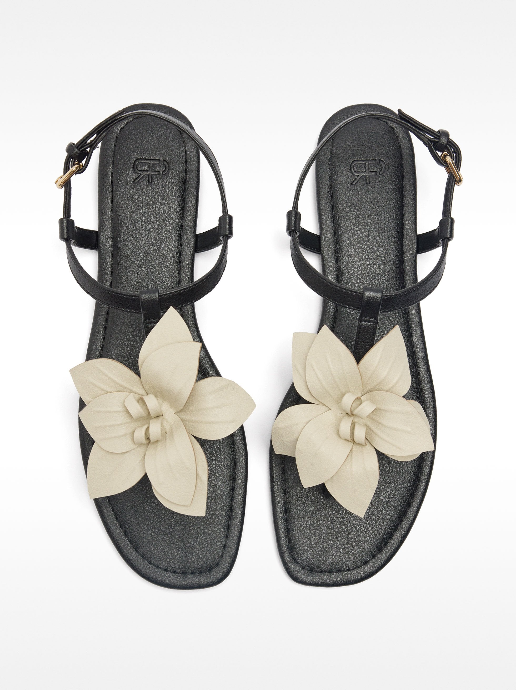 Sandalias Planas Con Flor