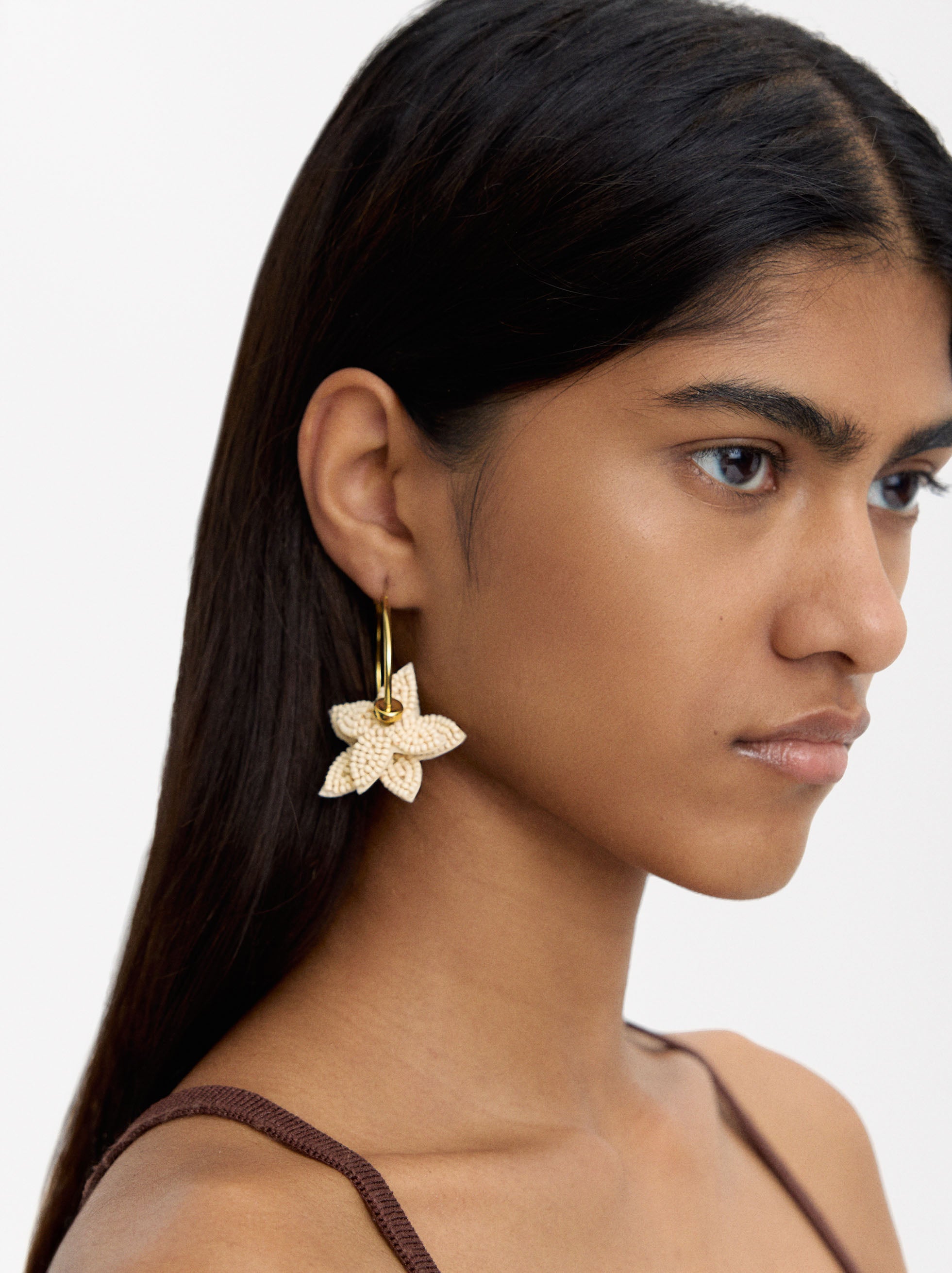 Aros Flores De Abalorios