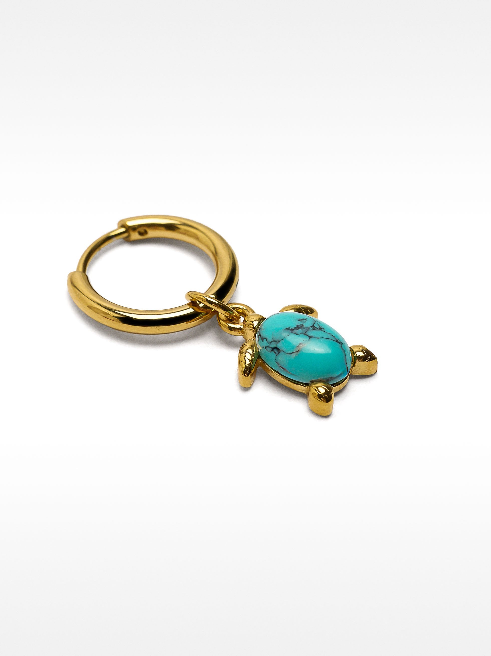 Aro Individual Con Piedra Tortuga - Acero Inoxidable