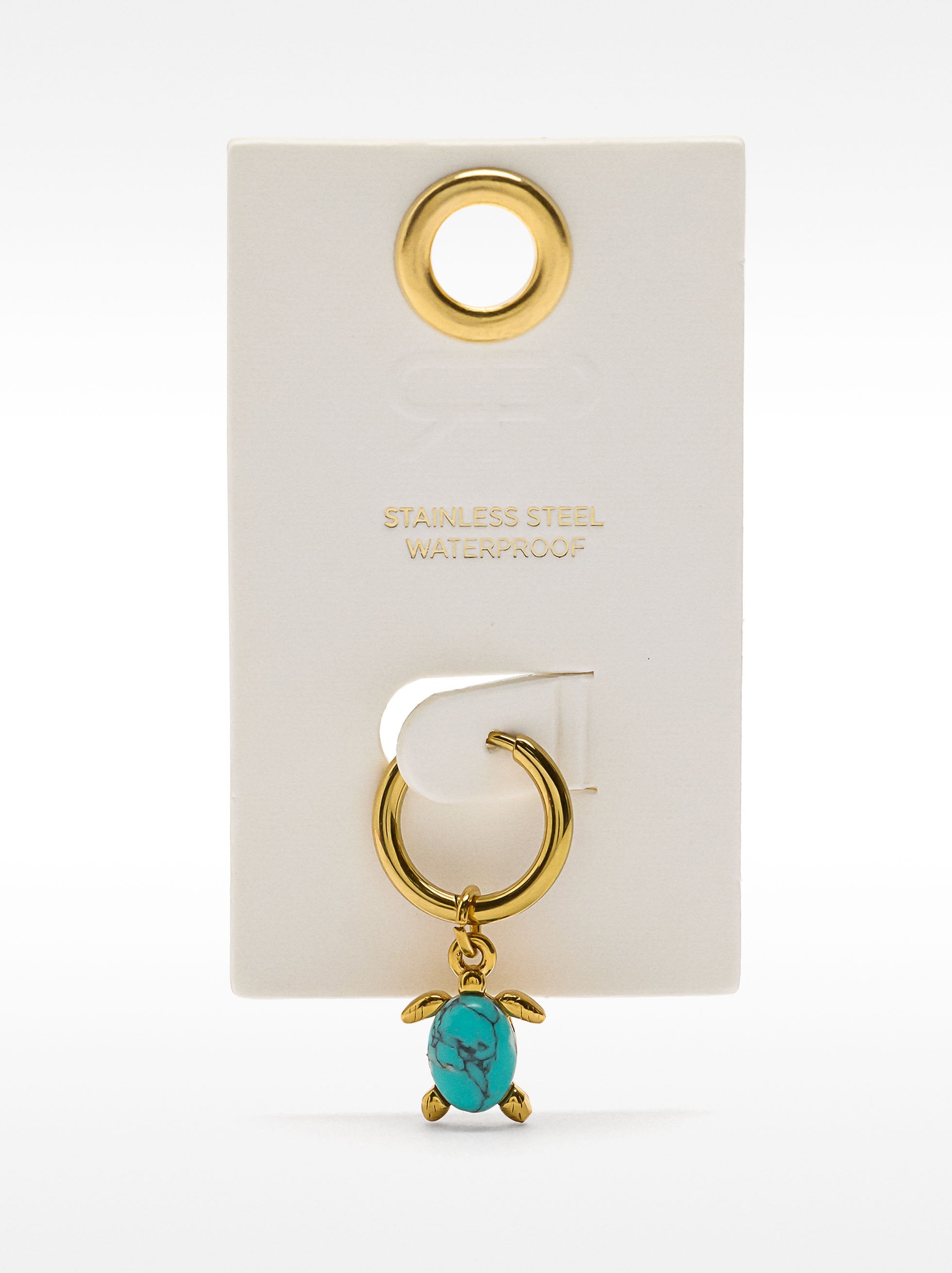 Aro Individual Con Piedra Tortuga - Acero Inoxidable