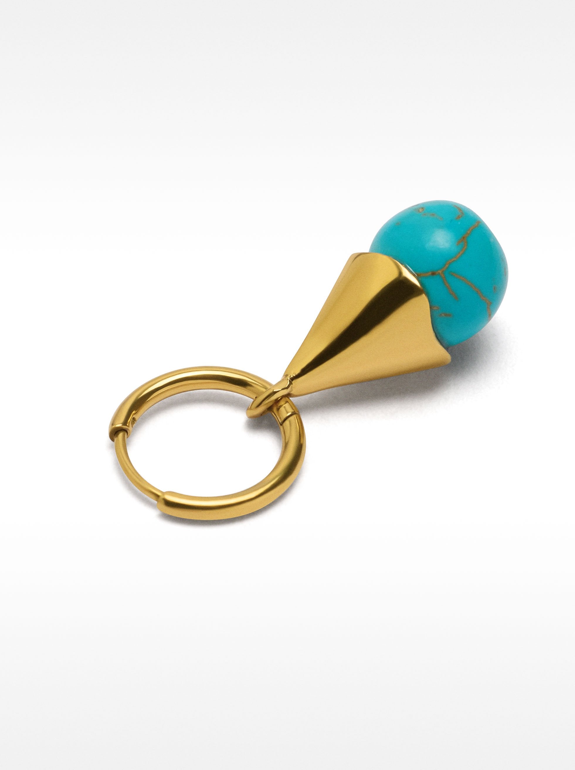 Aro Individual Con Piedra Esférica - Acero Inoxidable