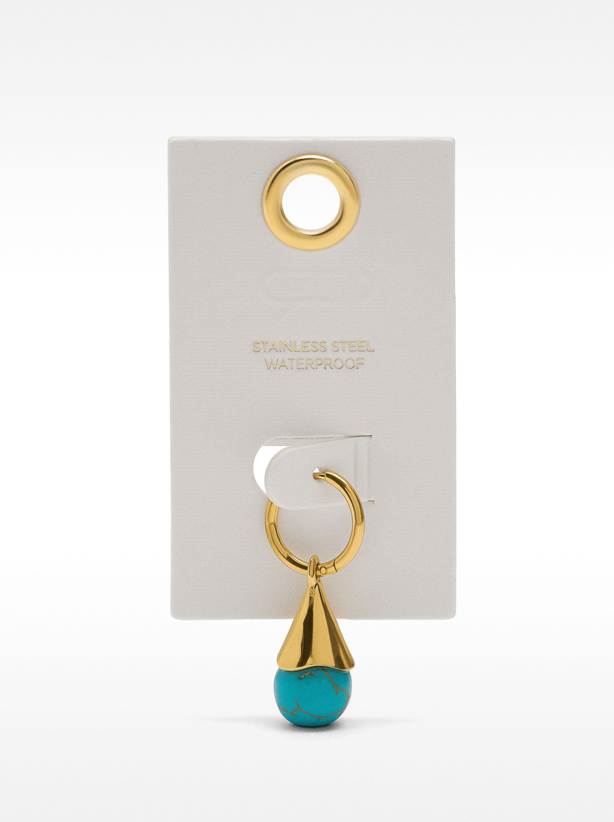 Aro Individual Con Piedra Esférica - Acero Inoxidable