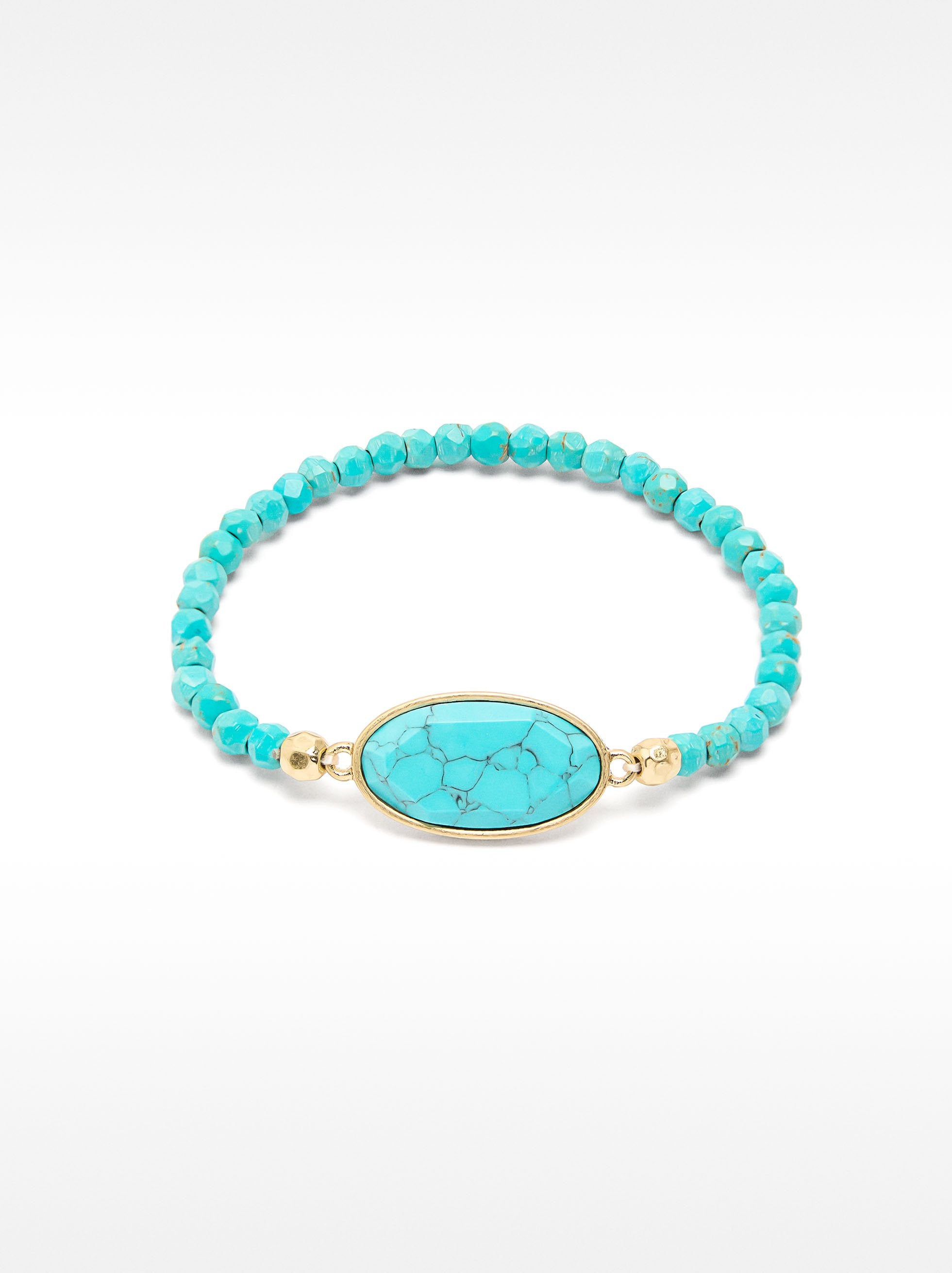 Pulsera Elástica Con Piedras Y Detalle Ovalado