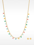 Set Collar Con Pendientes Estrellas Esmaltadas - Acero Inoxidable