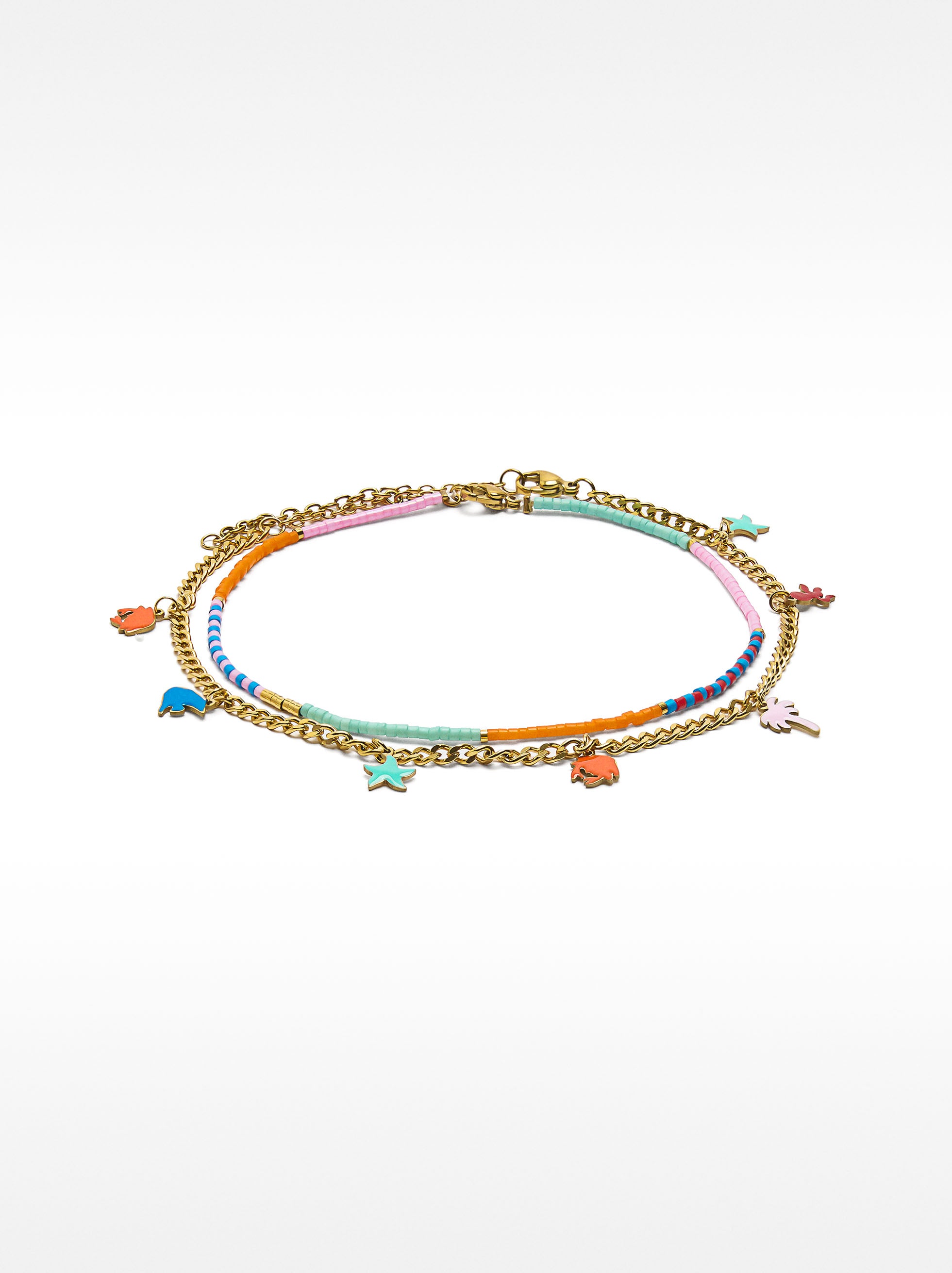 Set De Tobilleras Con Motivos Marinos – Acero Inoxidable