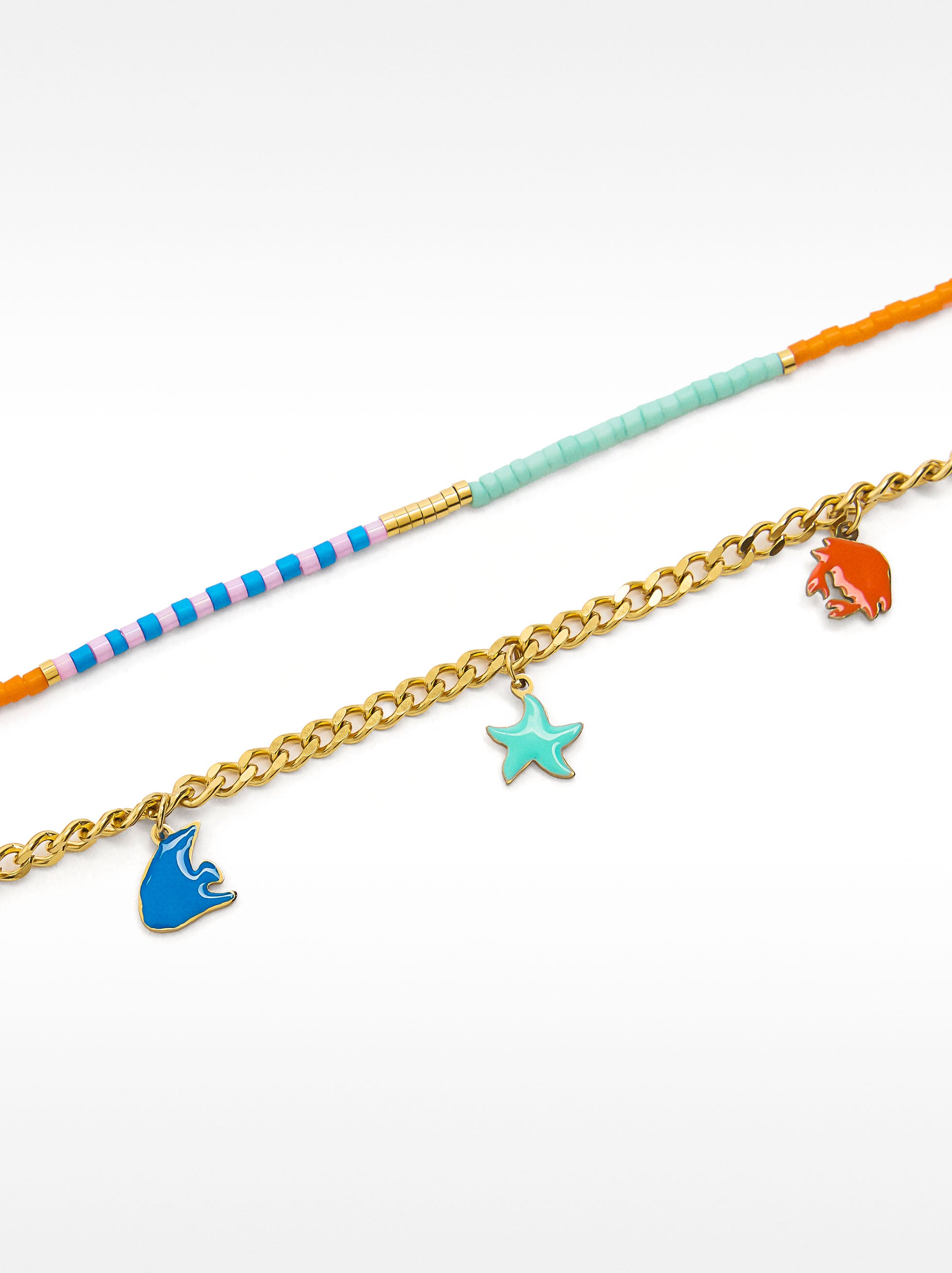 Set De Tobilleras Con Motivos Marinos – Acero Inoxidable