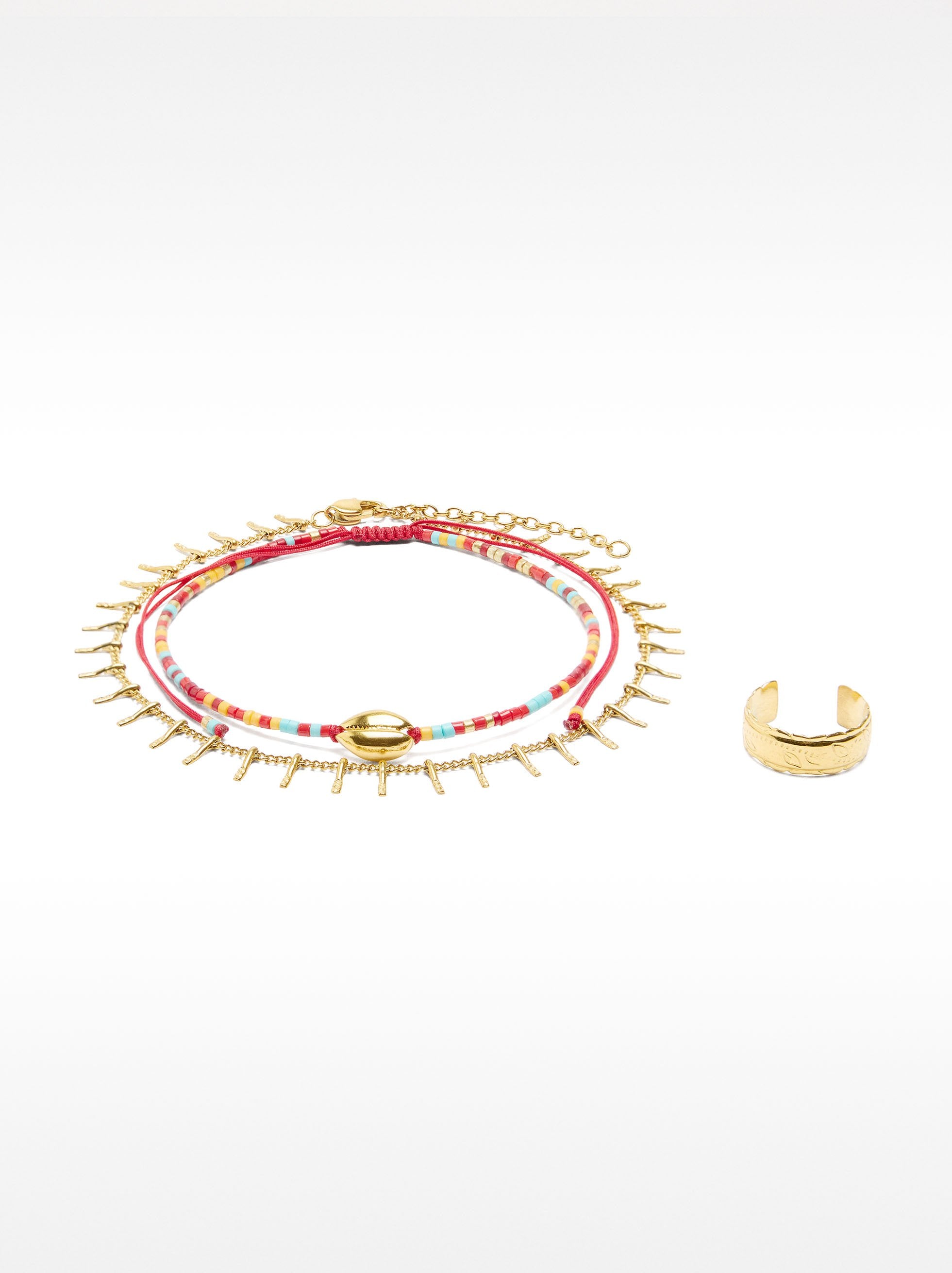 Set De Tobilleras Con Anillo – Acero Inoxidable