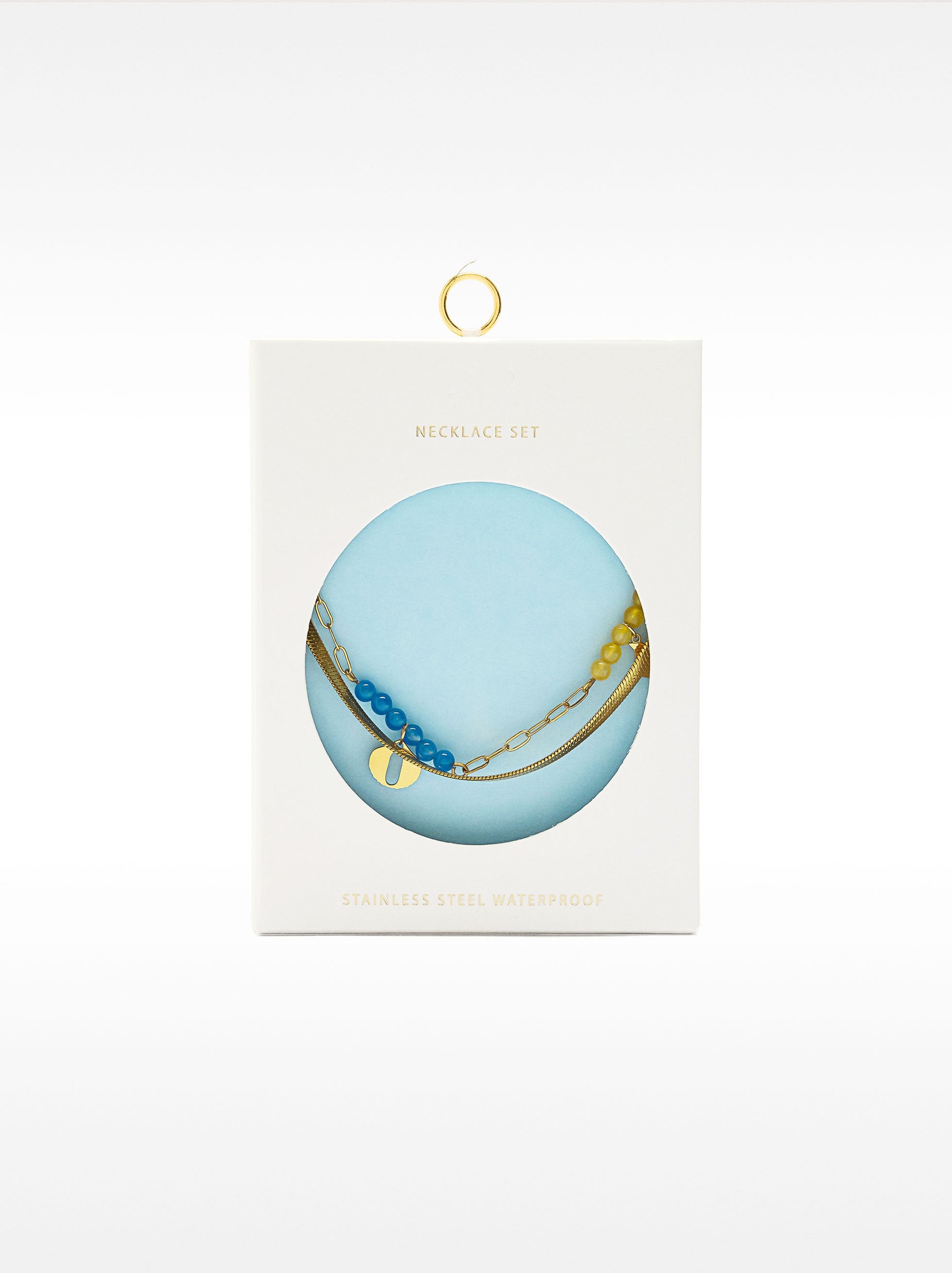 Set De Collares Con Piedras Y Charms - Acero Inoxidable