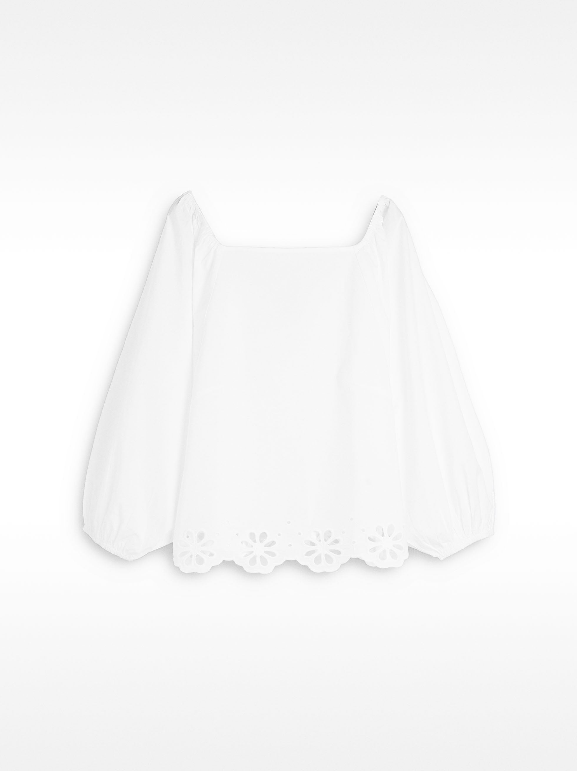 Blusa De 100% Algodón Con Manga Abullonada