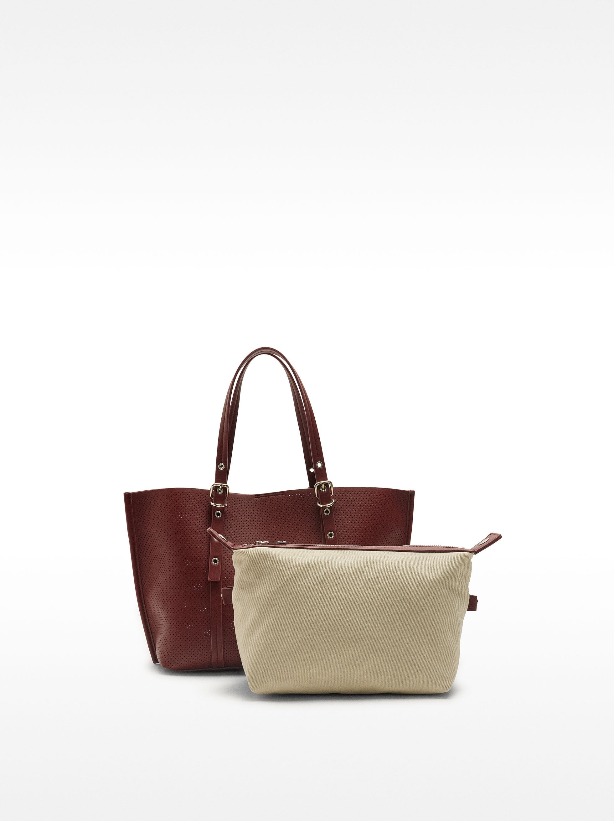 Bolso Shopper Perforado Con Bolso Extraíble