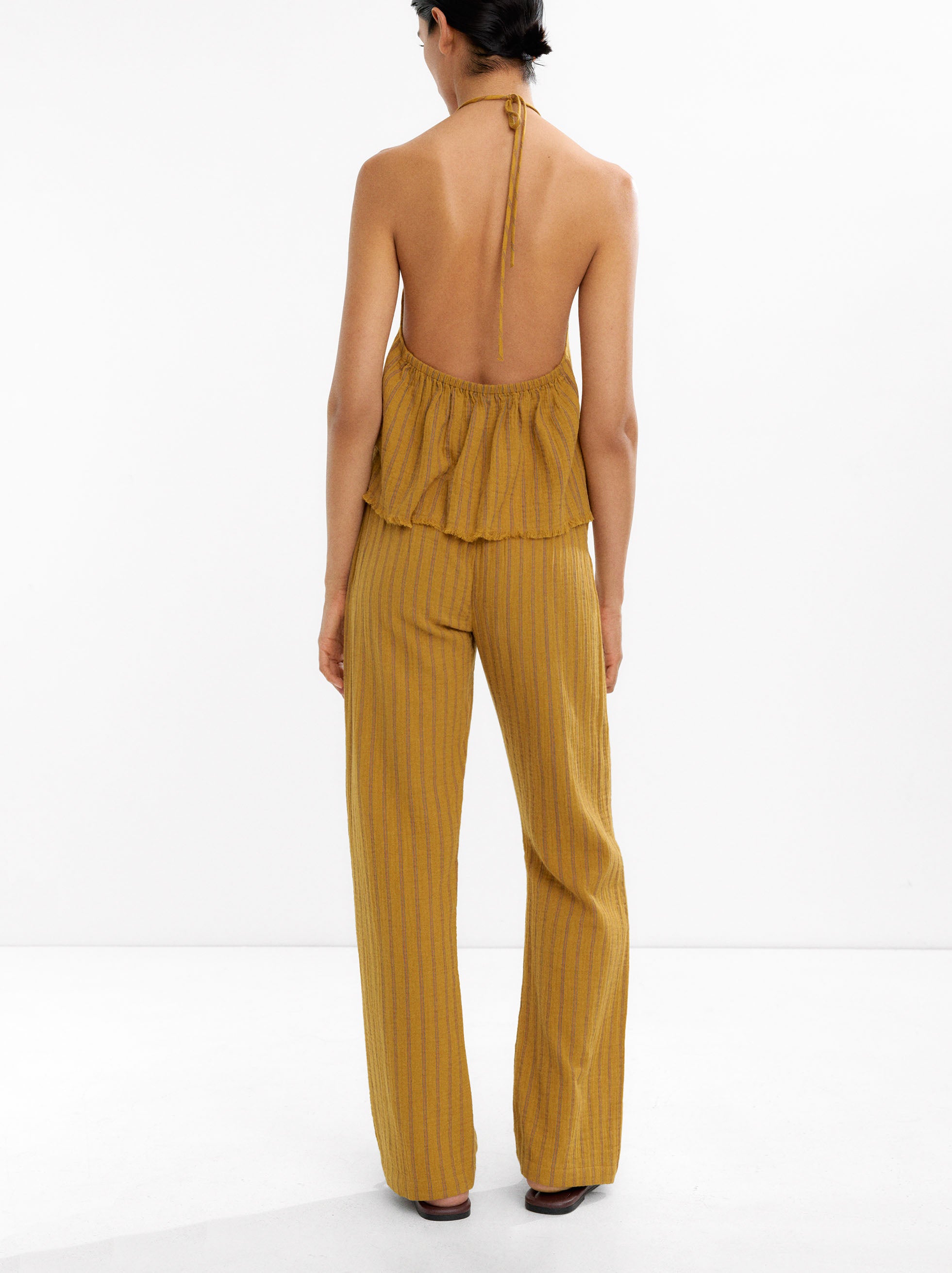 Pantalón A Rayas 100% Algodão