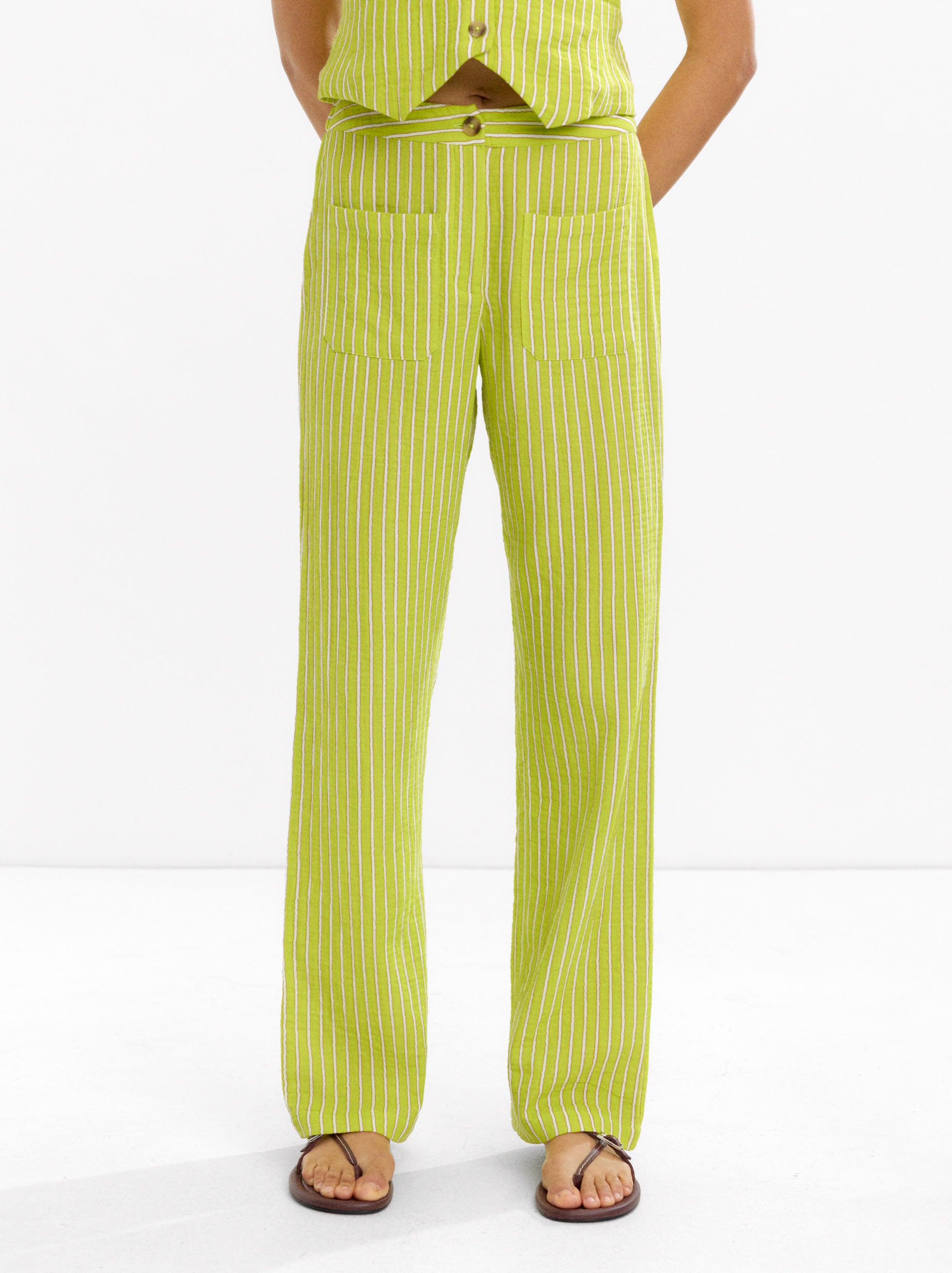 Pantalón A Rayas 100% Algodón