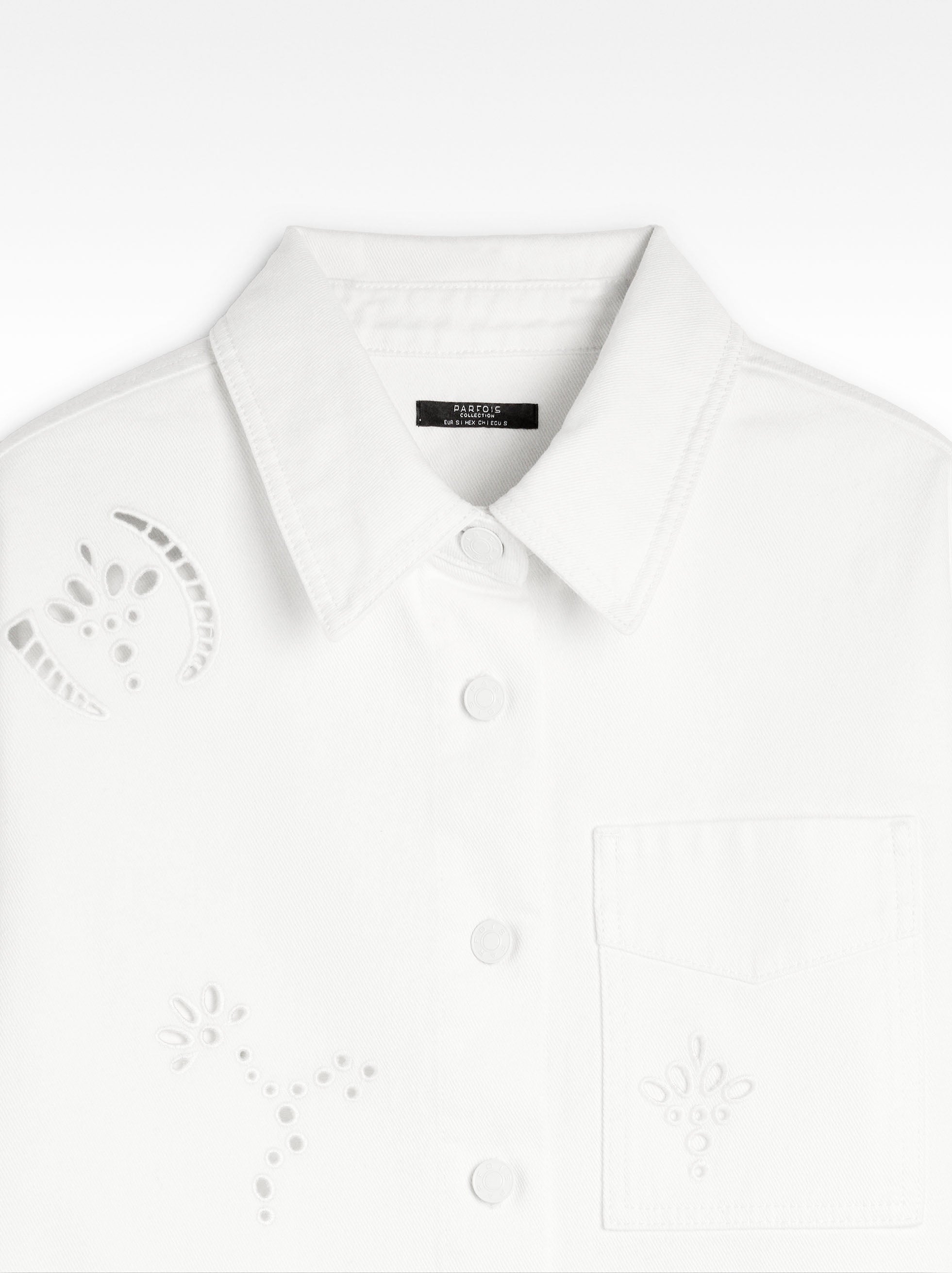 Camisa Con Bordados Perforados 100% Algodón