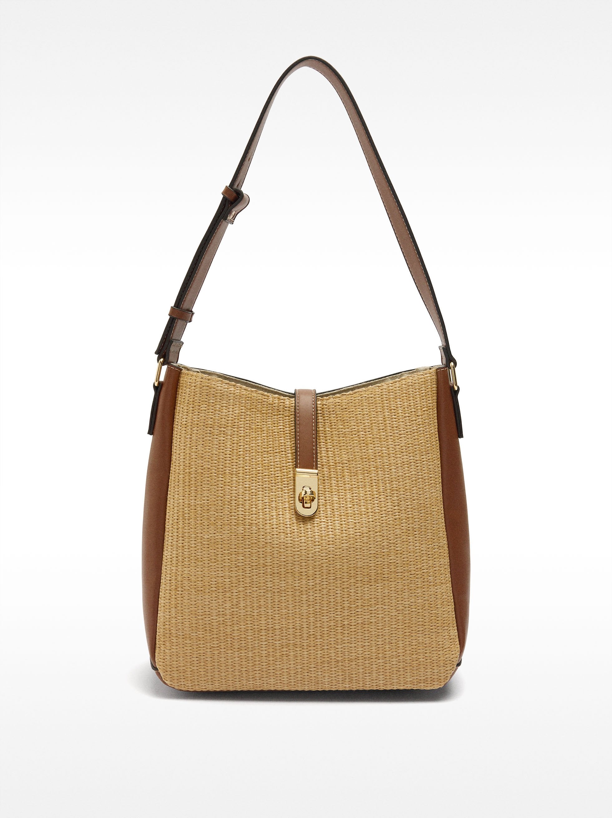 Bolso De Hombro Efecto Rafia