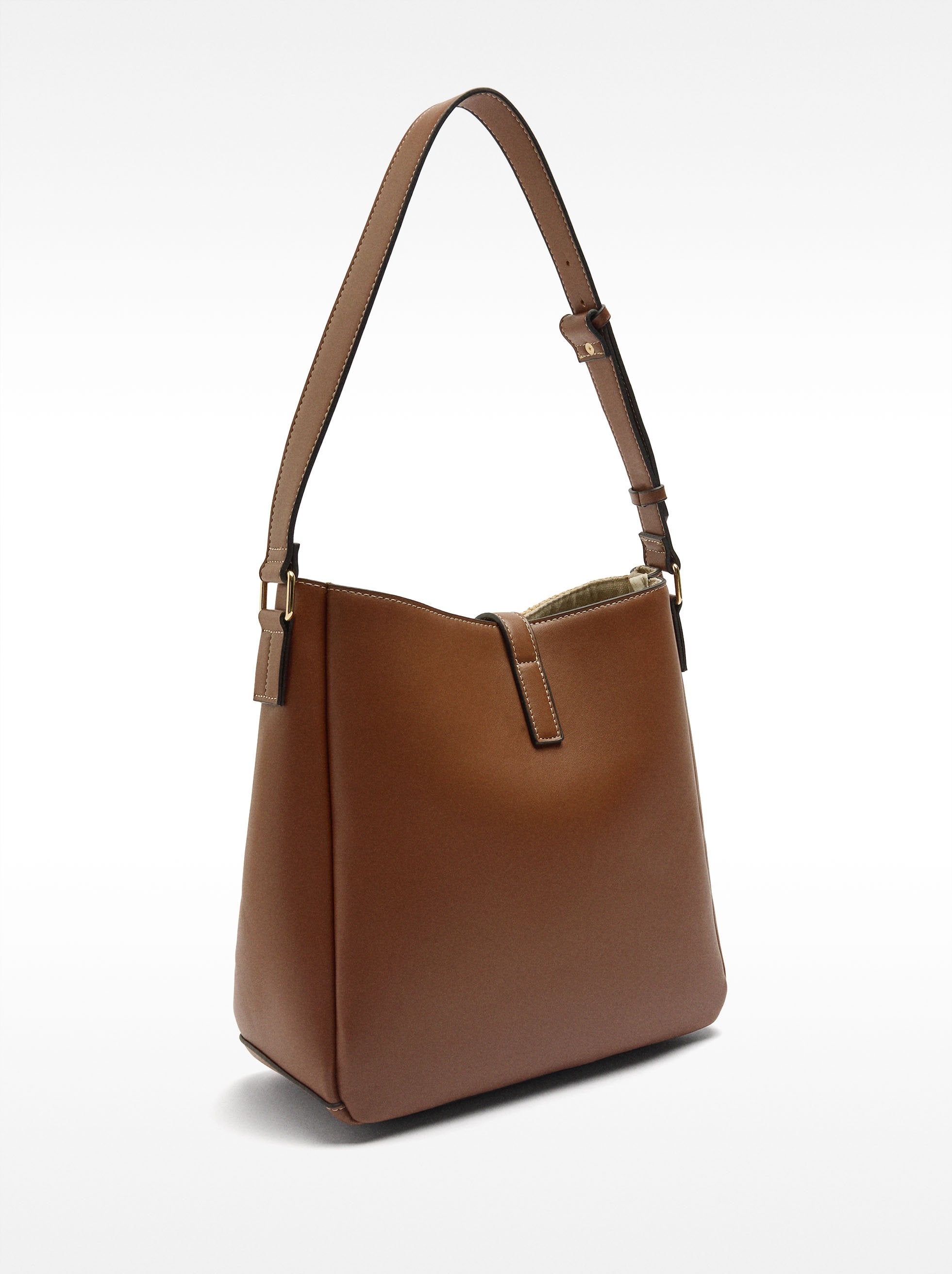 Bolso De Hombro Efecto Rafia