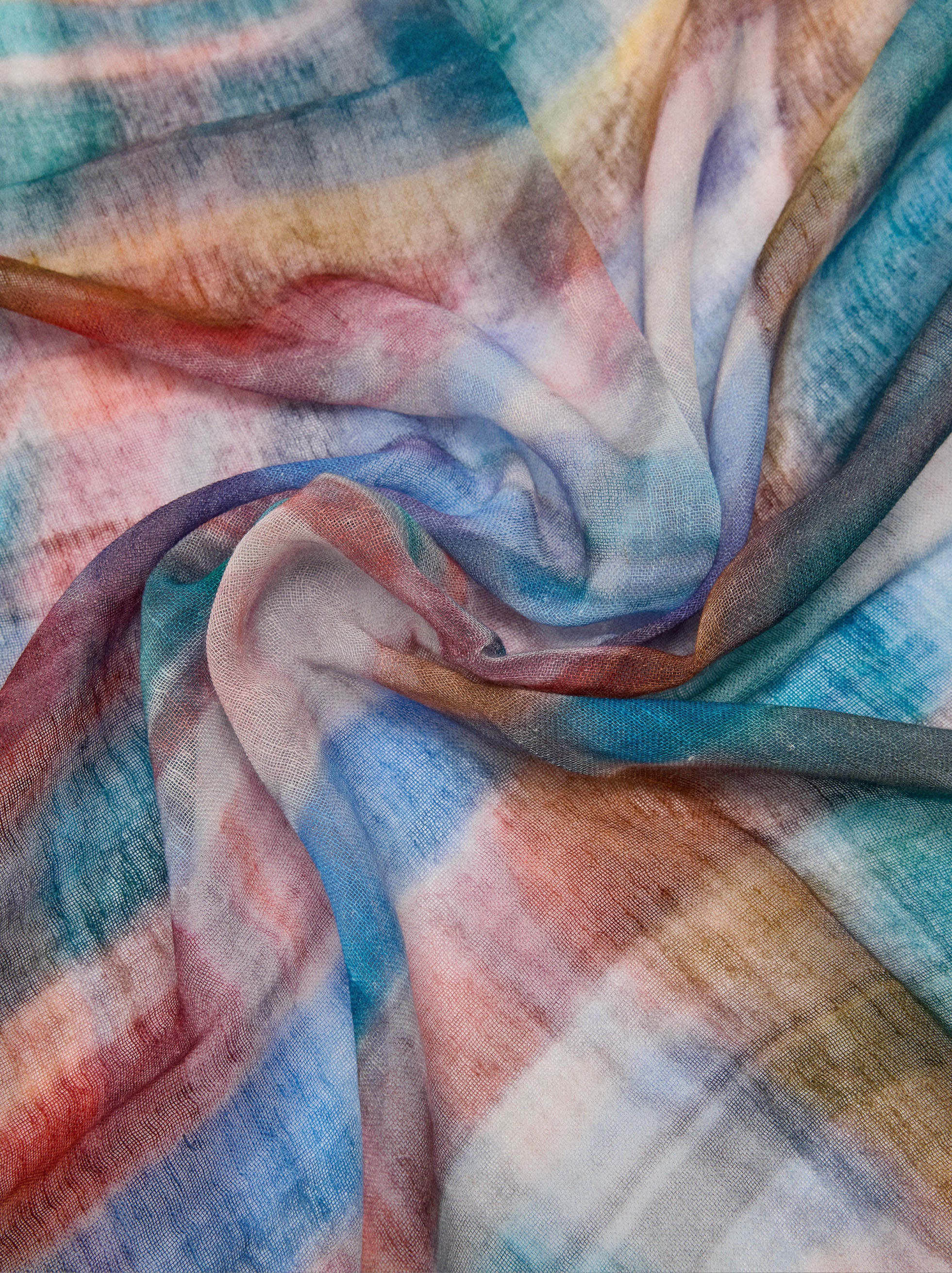 Pañuelo Estampado De Mezcla De Lino Y Algodón