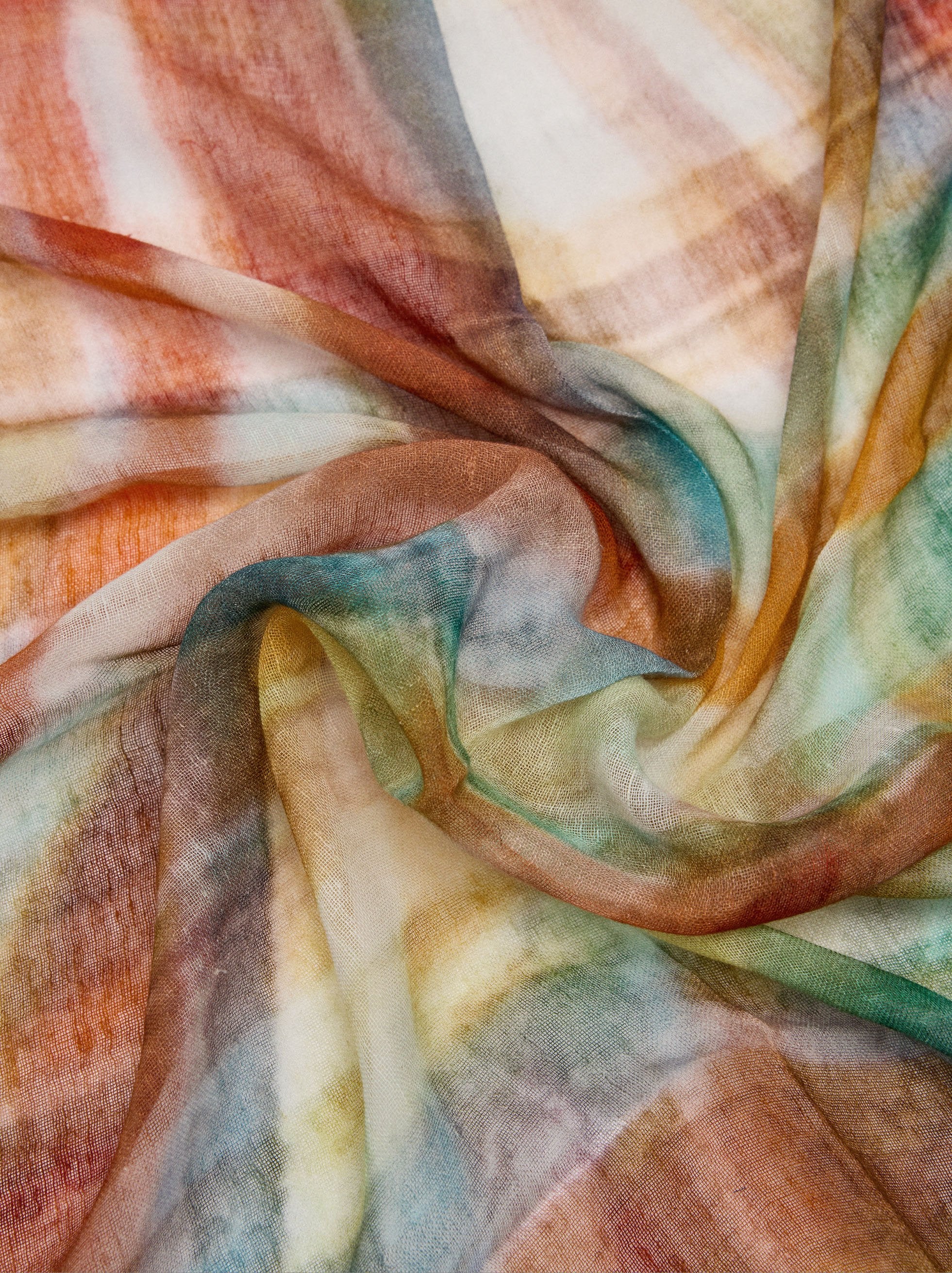 Pañuelo Estampado De Mezcla De Lino Y Algodón