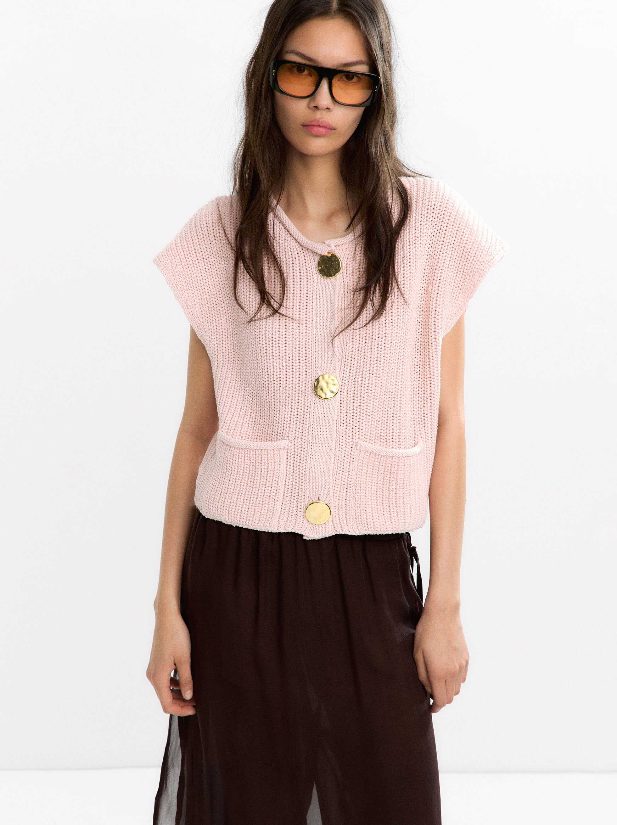 Chaleco De Punto Con Bolsillos