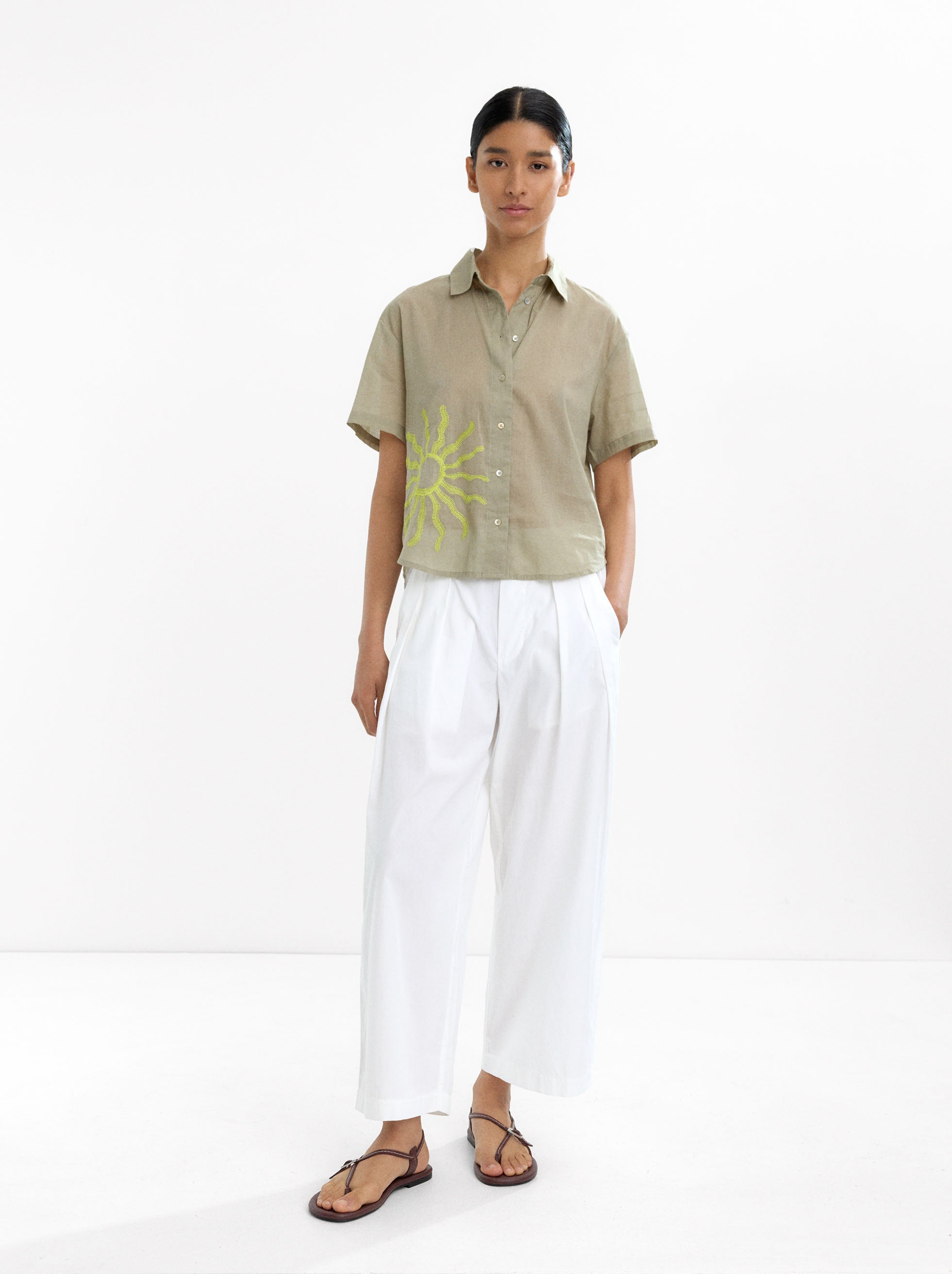 Camisa Bordada 100% Algodón