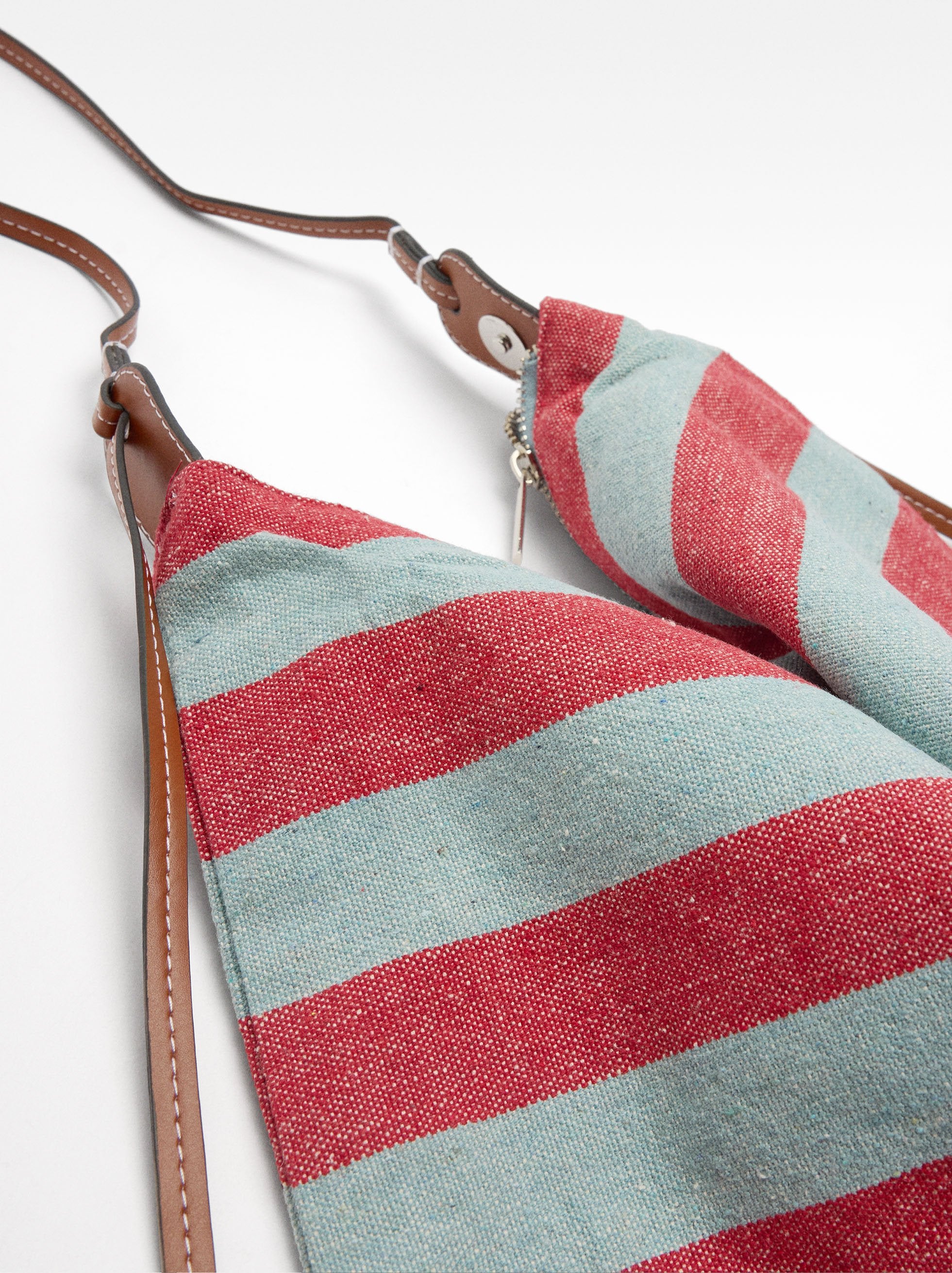 Bolso De Hombro De Algodón A Rayas