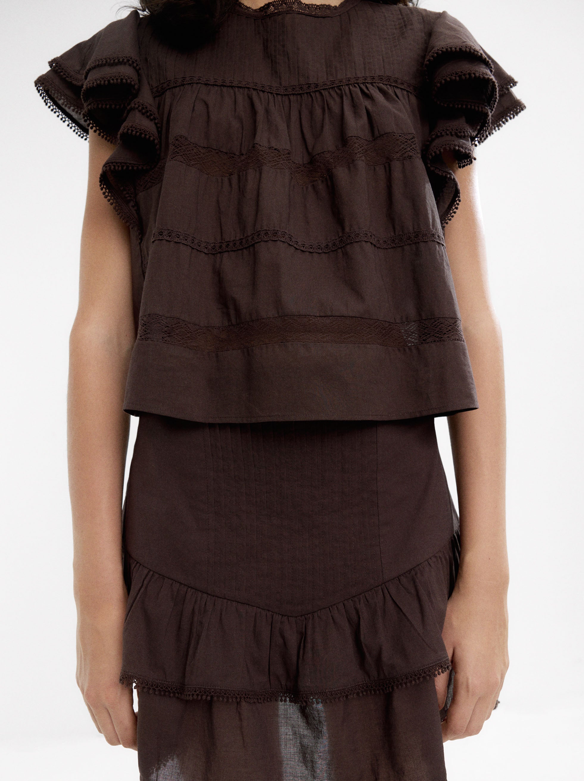 Falda Con Volantes 100% Algodón