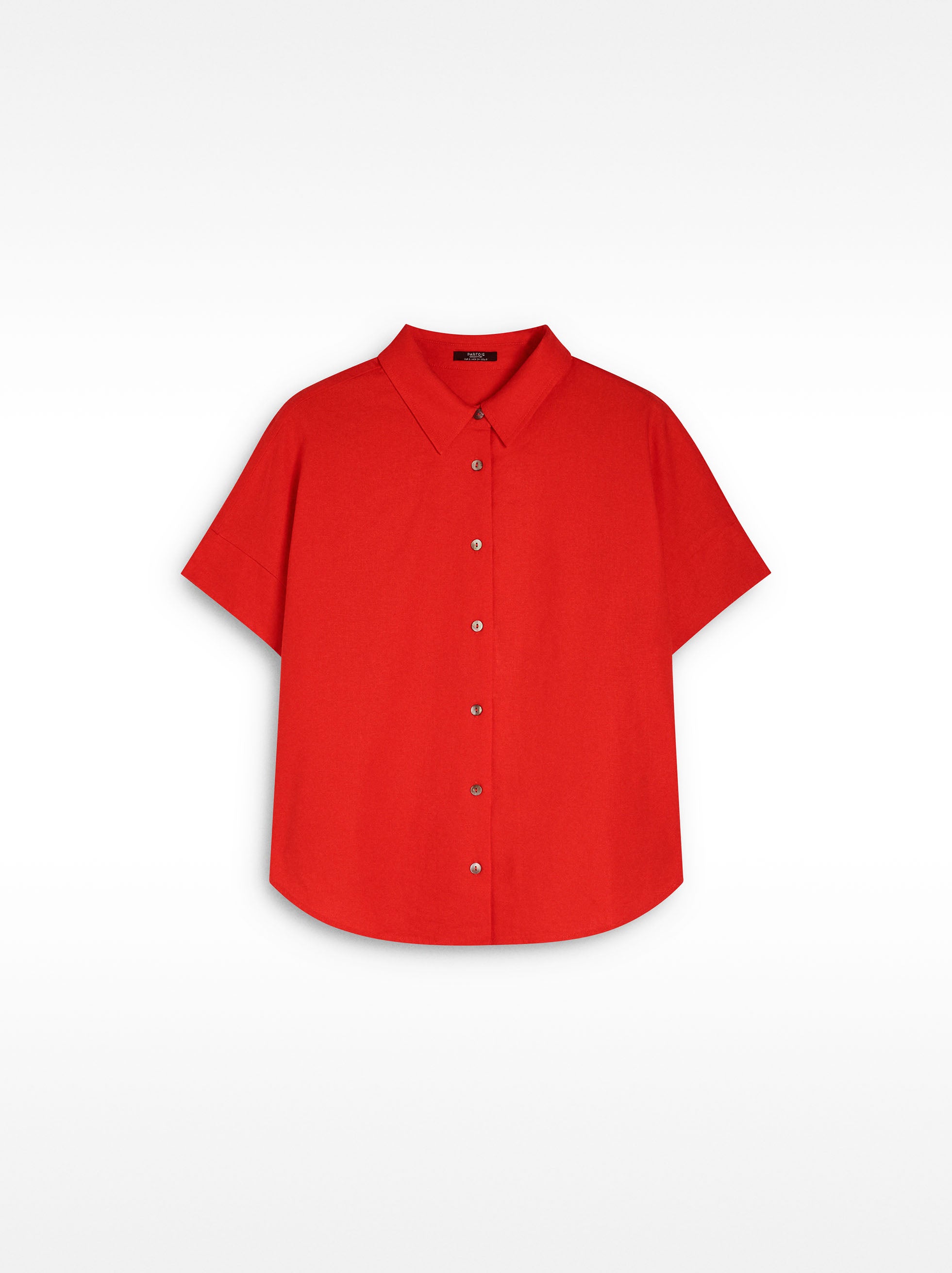 Camisa De Manga Corta Mezcla De Lino