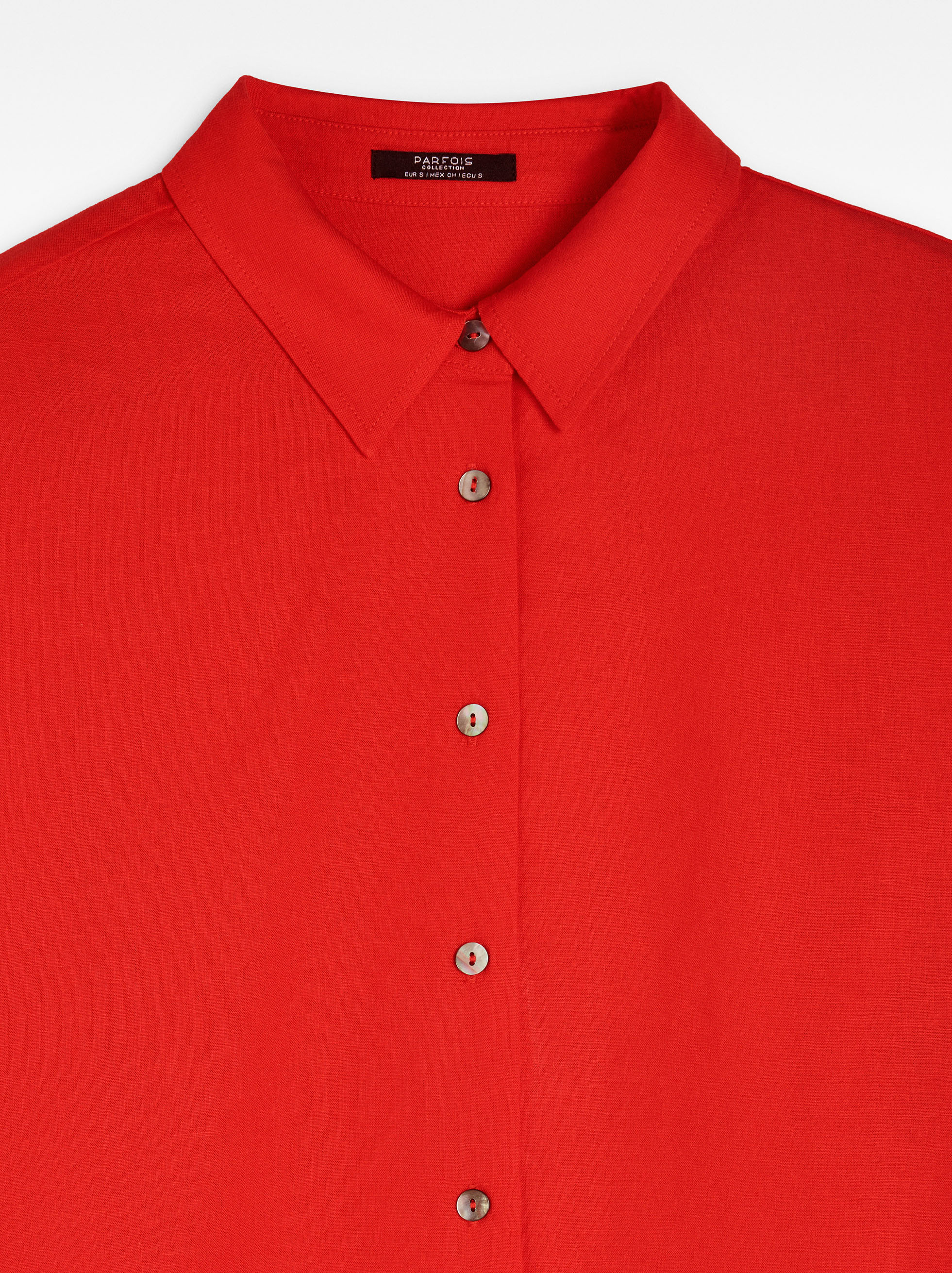 Camisa De Manga Corta Mezcla De Lino