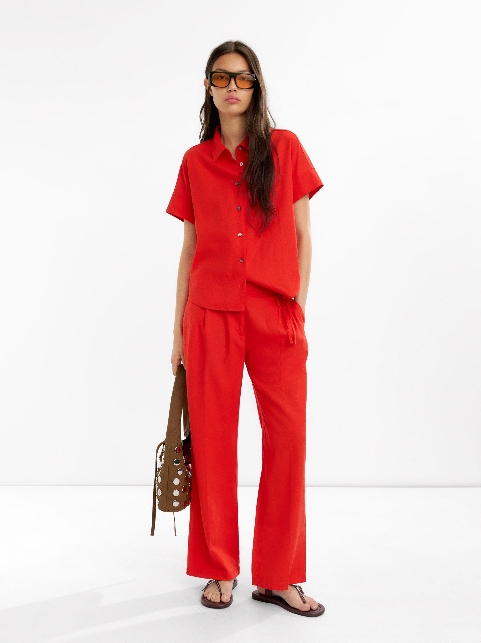 Pantalón Con Pinzas Mezcla De Lino