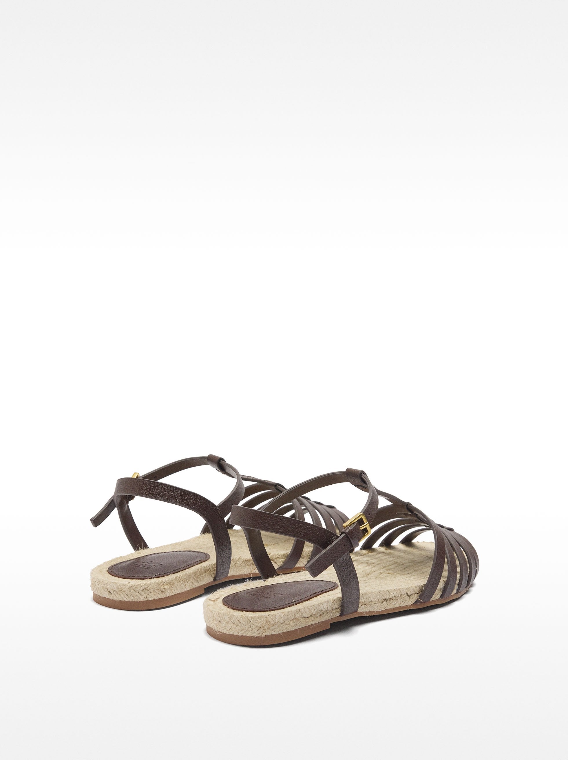 Sandalias De Piel Con Tiras Y Yute