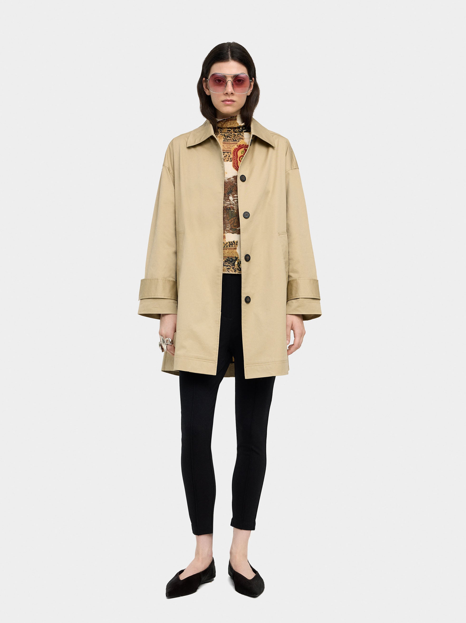 Trench Midi De Algodón Con Bolsillos