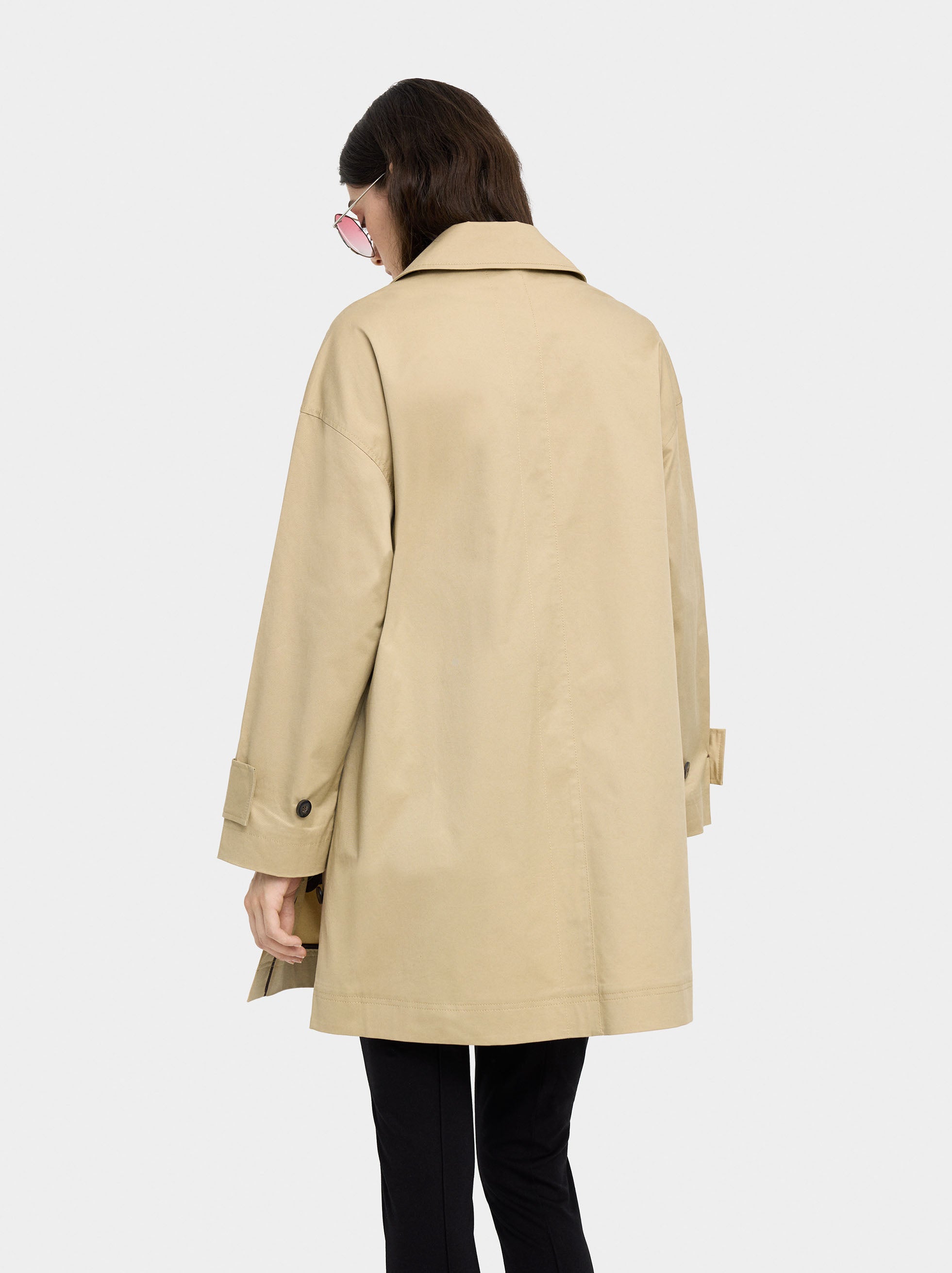 Trench Midi De Algodón Con Bolsillos