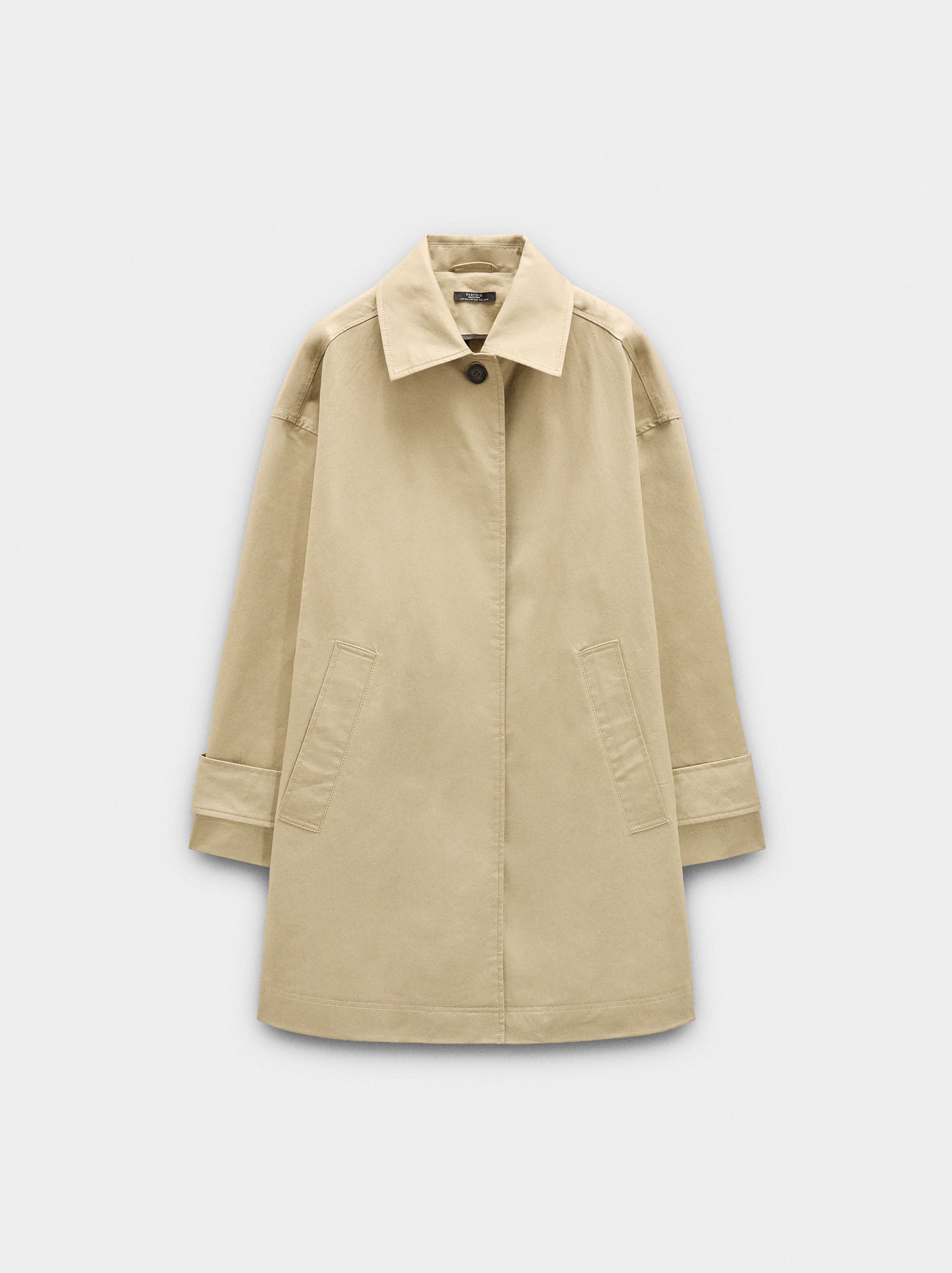 Trench Midi De Algodón Con Bolsillos